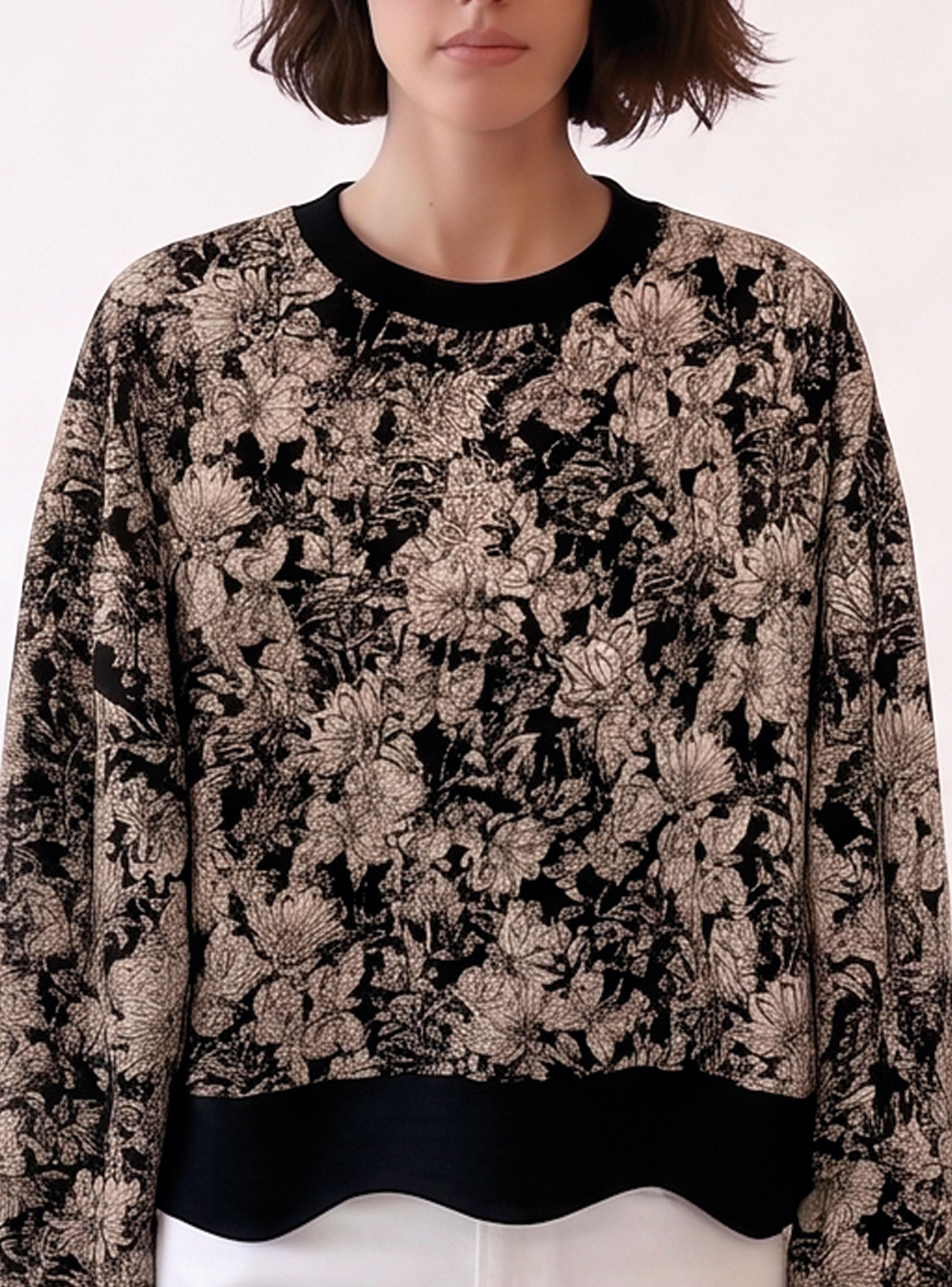 Polerón Jacquard Knit Cuello Redondo Asimétrico-2