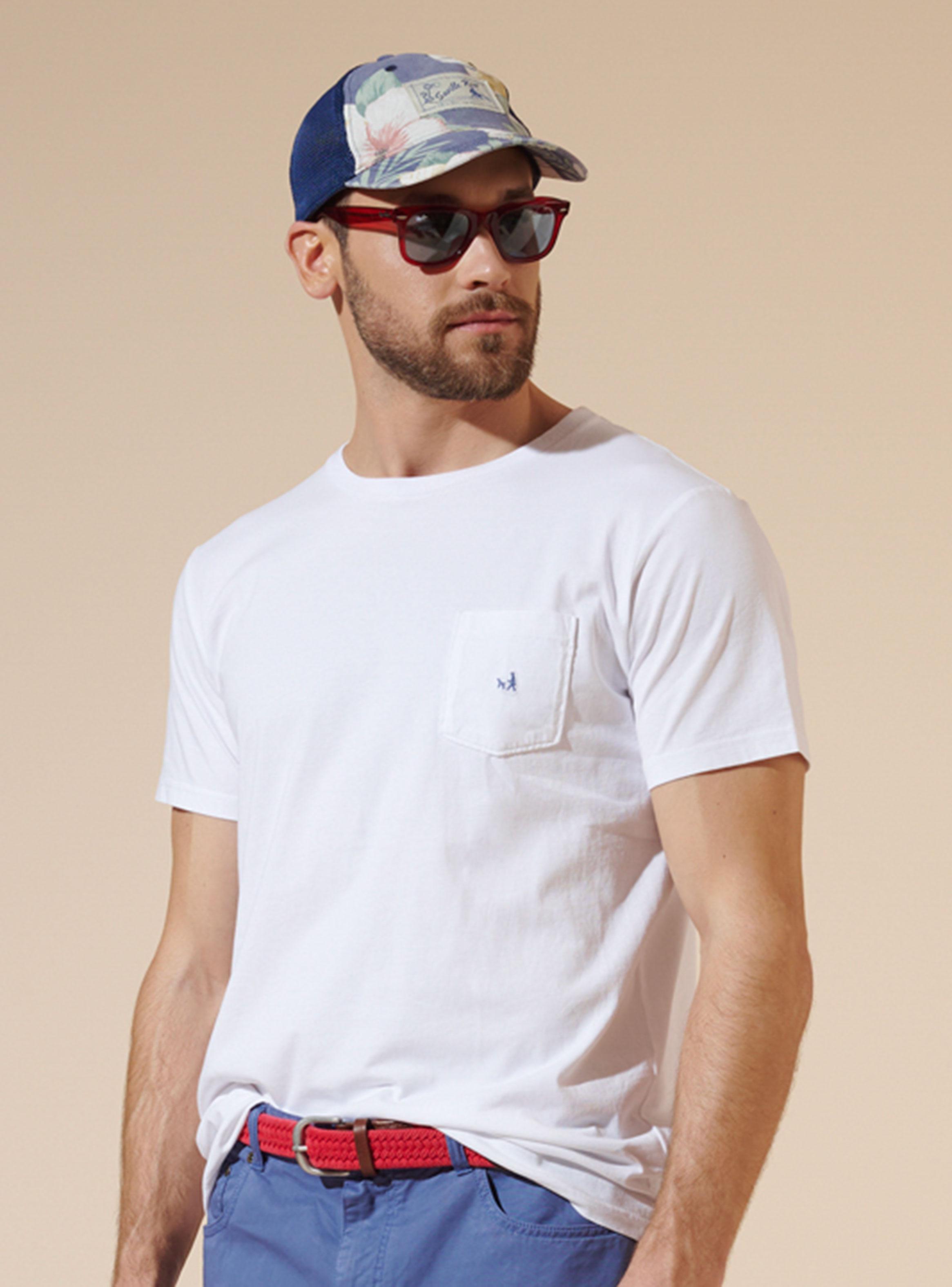 Polera Lisa Crew Neck y Bolsillo con Logo M/C-0