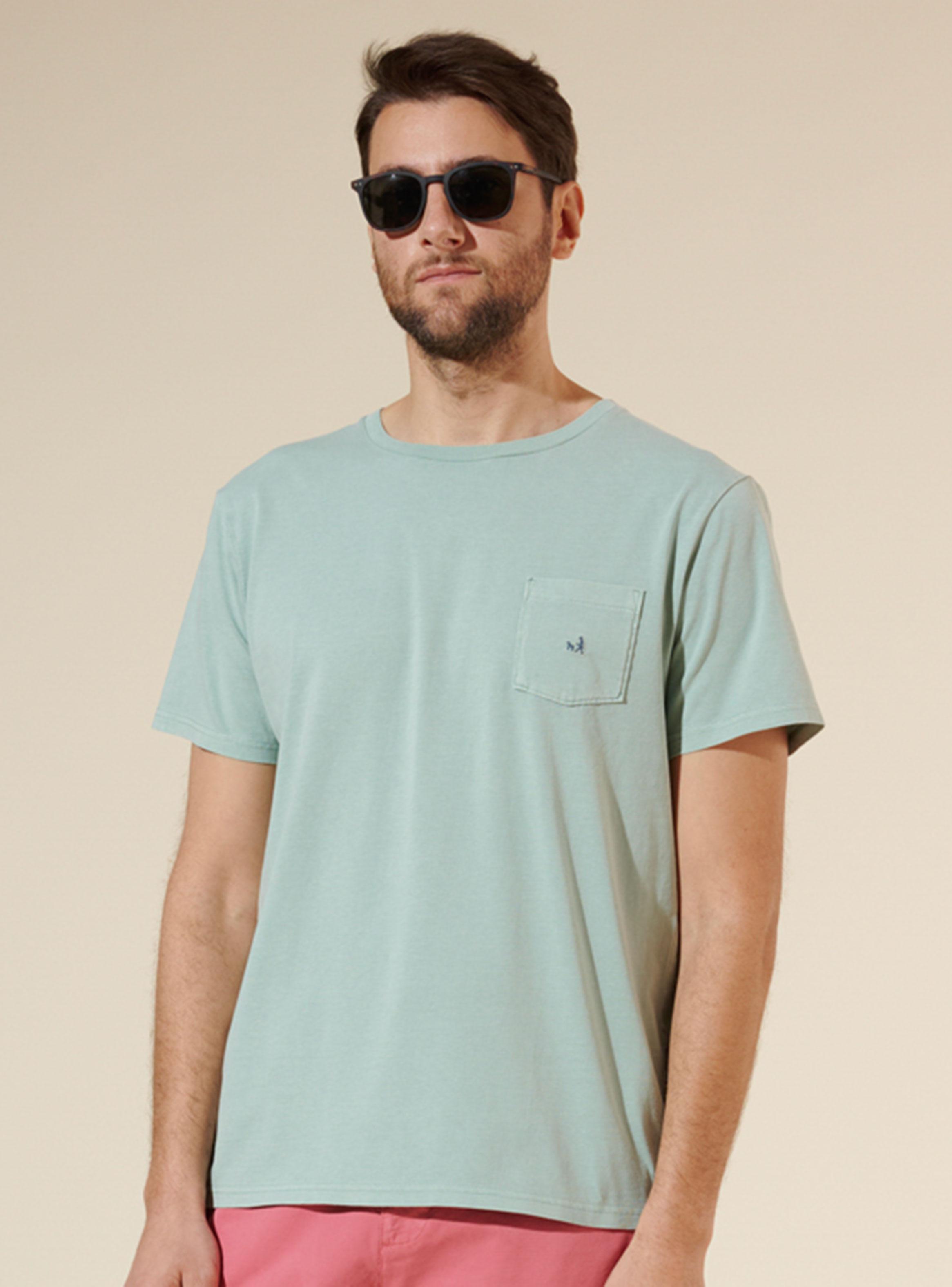 Polera Lisa Crew Neck y Bolsillo con Logo M/C-0