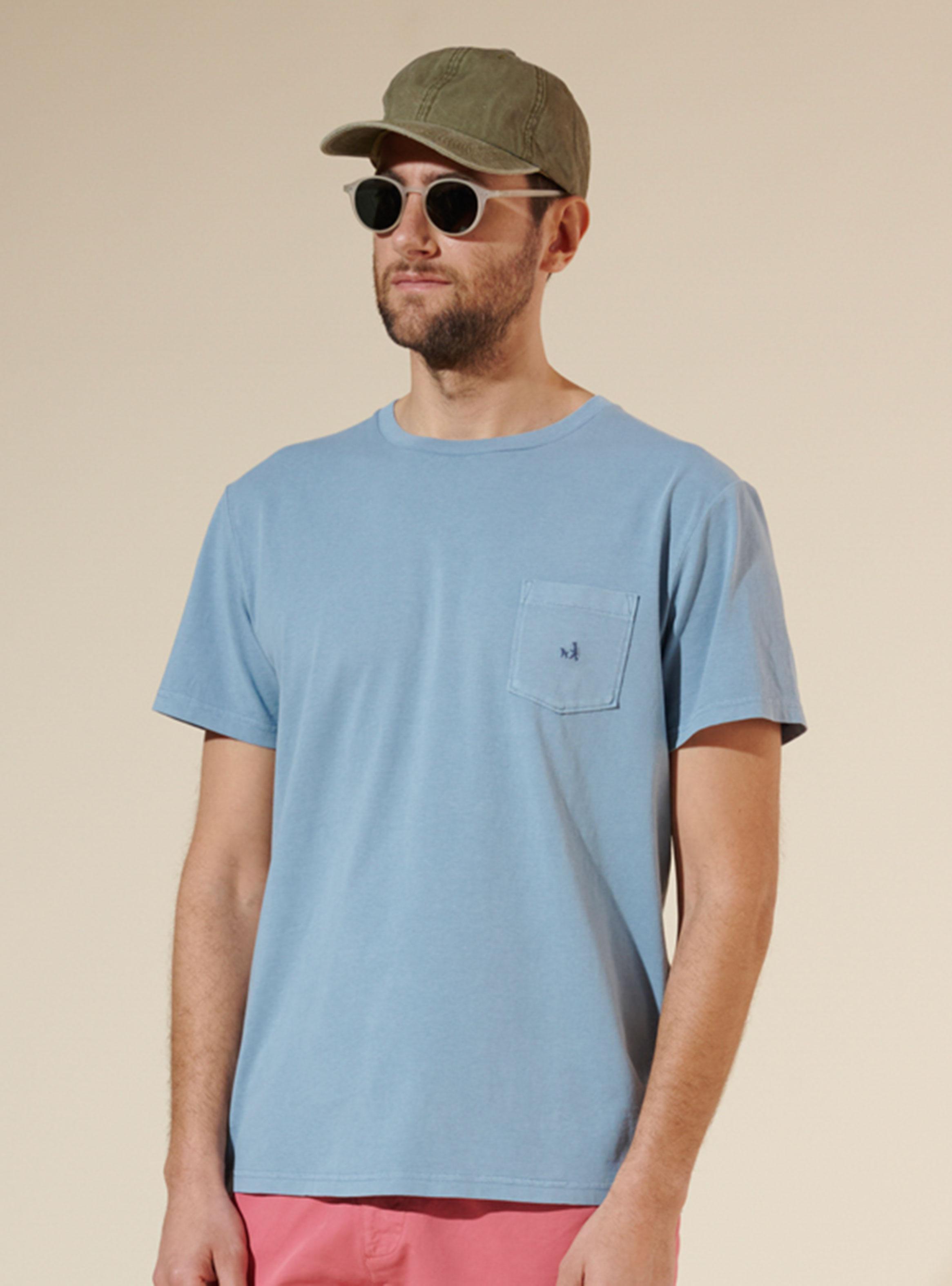 Polera Lisa Crew Neck y Bolsillo con Logo M/C-0