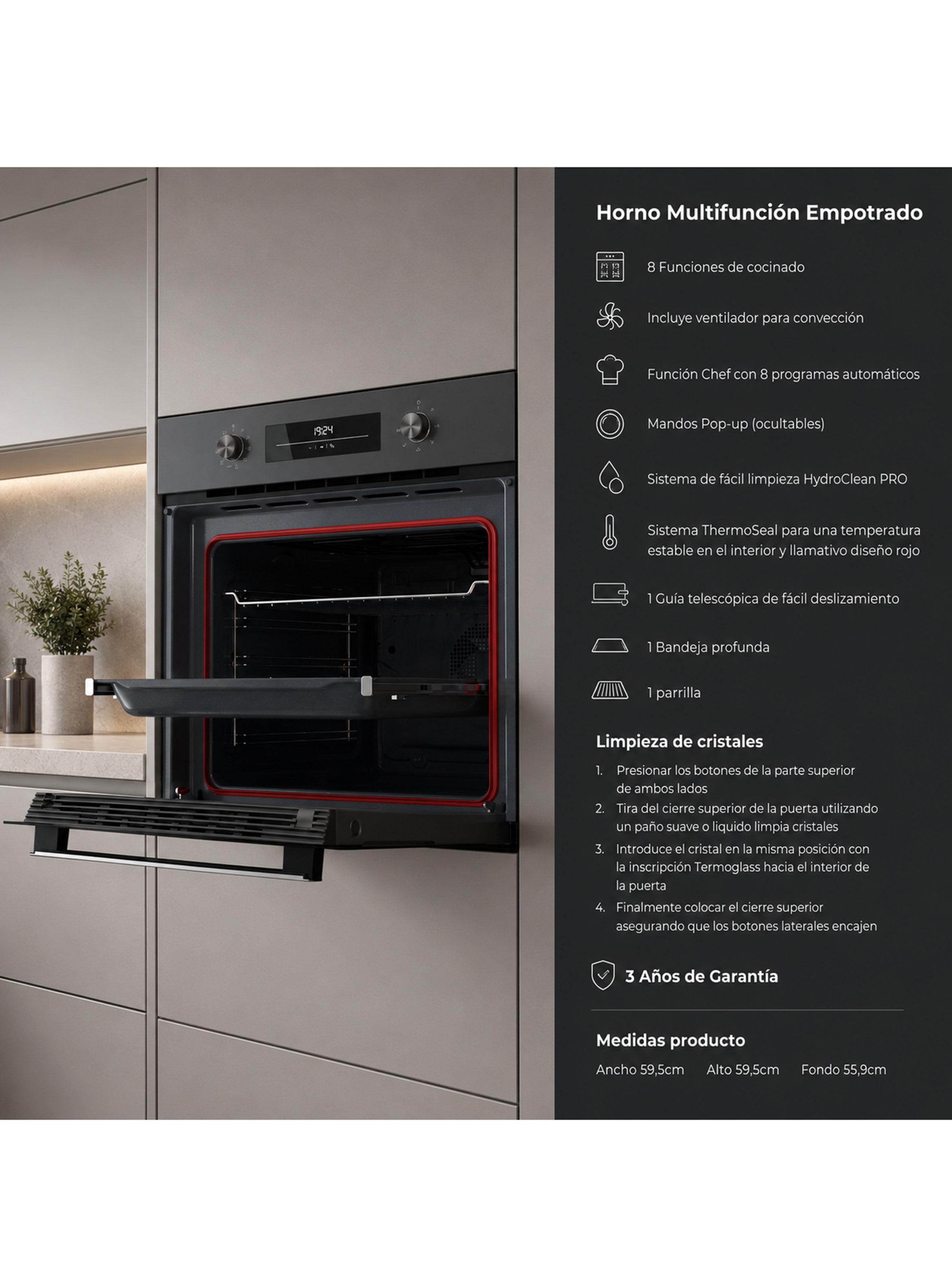 Horno Empotrable con Convector 63 Litros HSB 6360 FBK-2