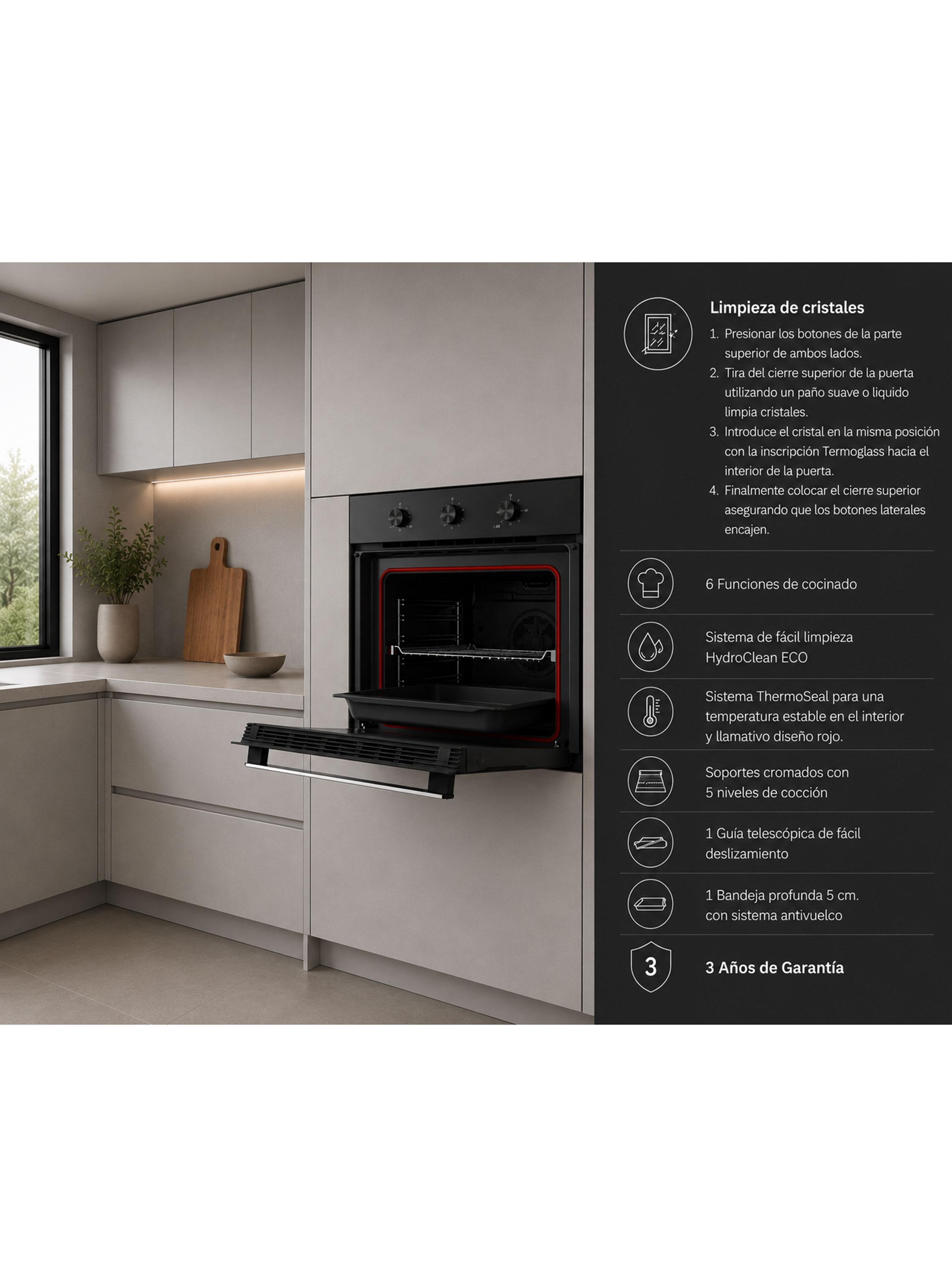 Horno Empotrable con Convector 63 Litros HSB 6150 FBK-2
