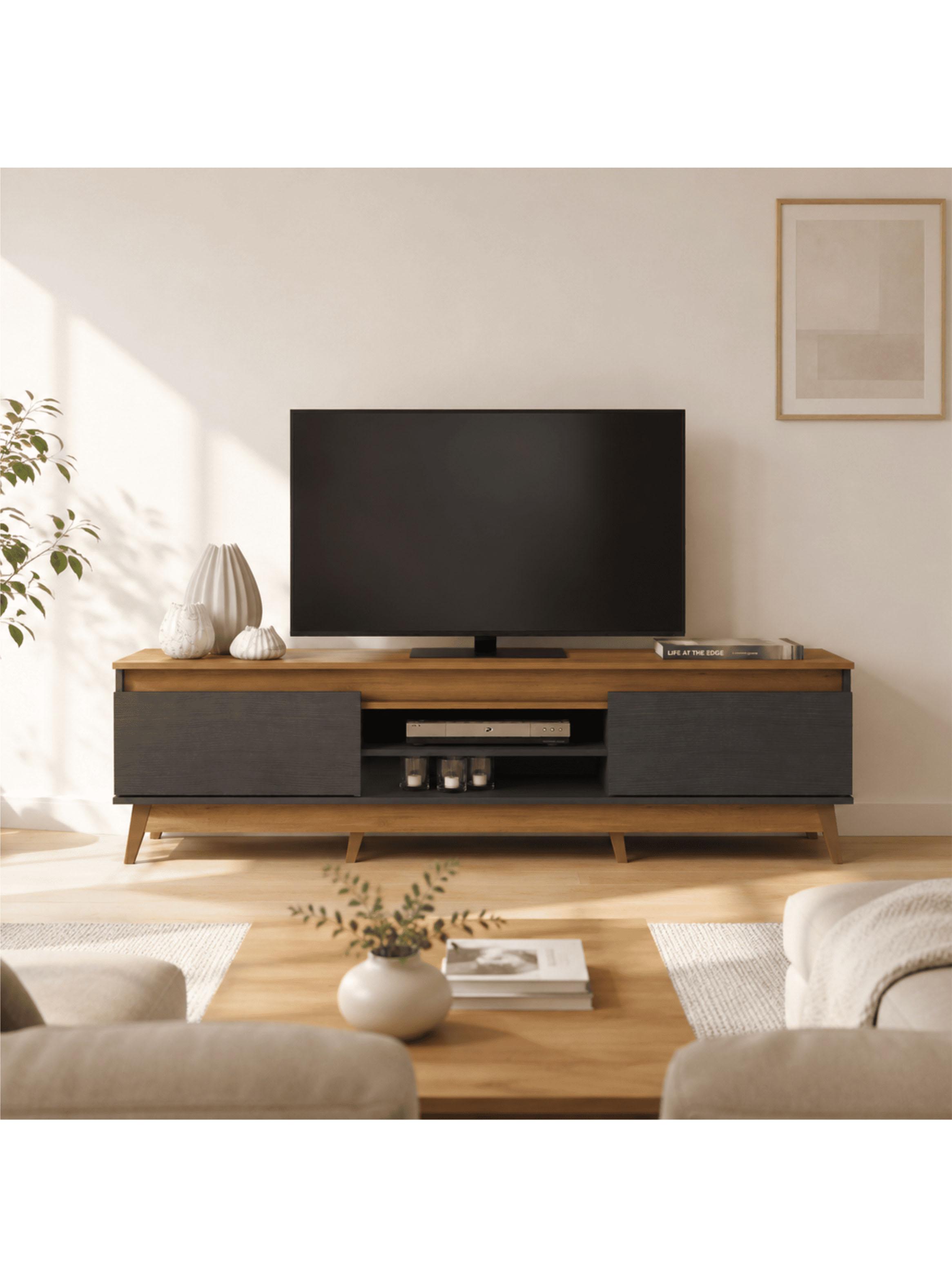 Rack TV 85'' Texas Roble/Grafito-4