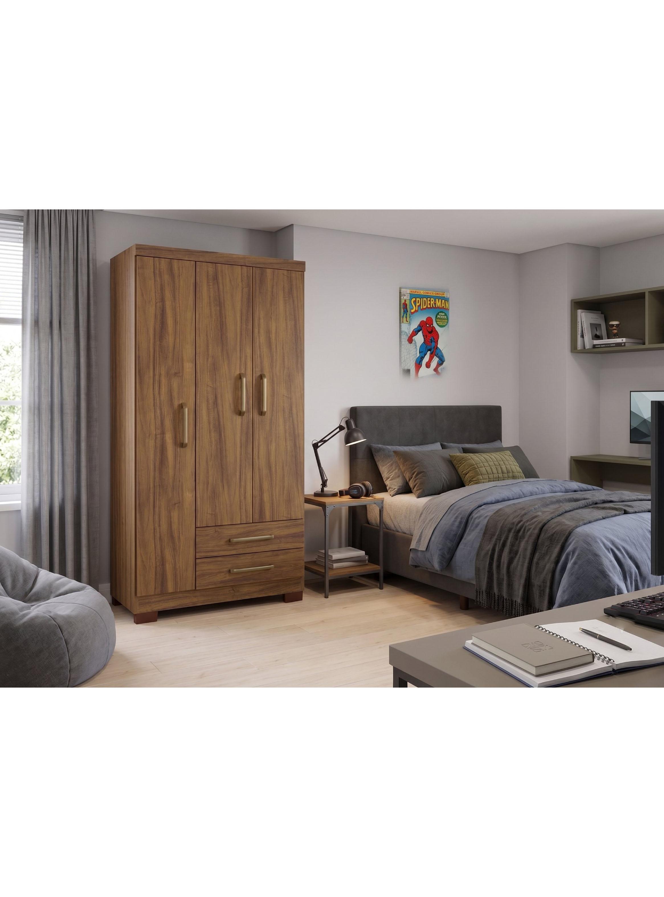 Clóset Ropero Francia Canela 3 Puertas 2 Cajones MDP 187.4x83.2x47.3 cm-4