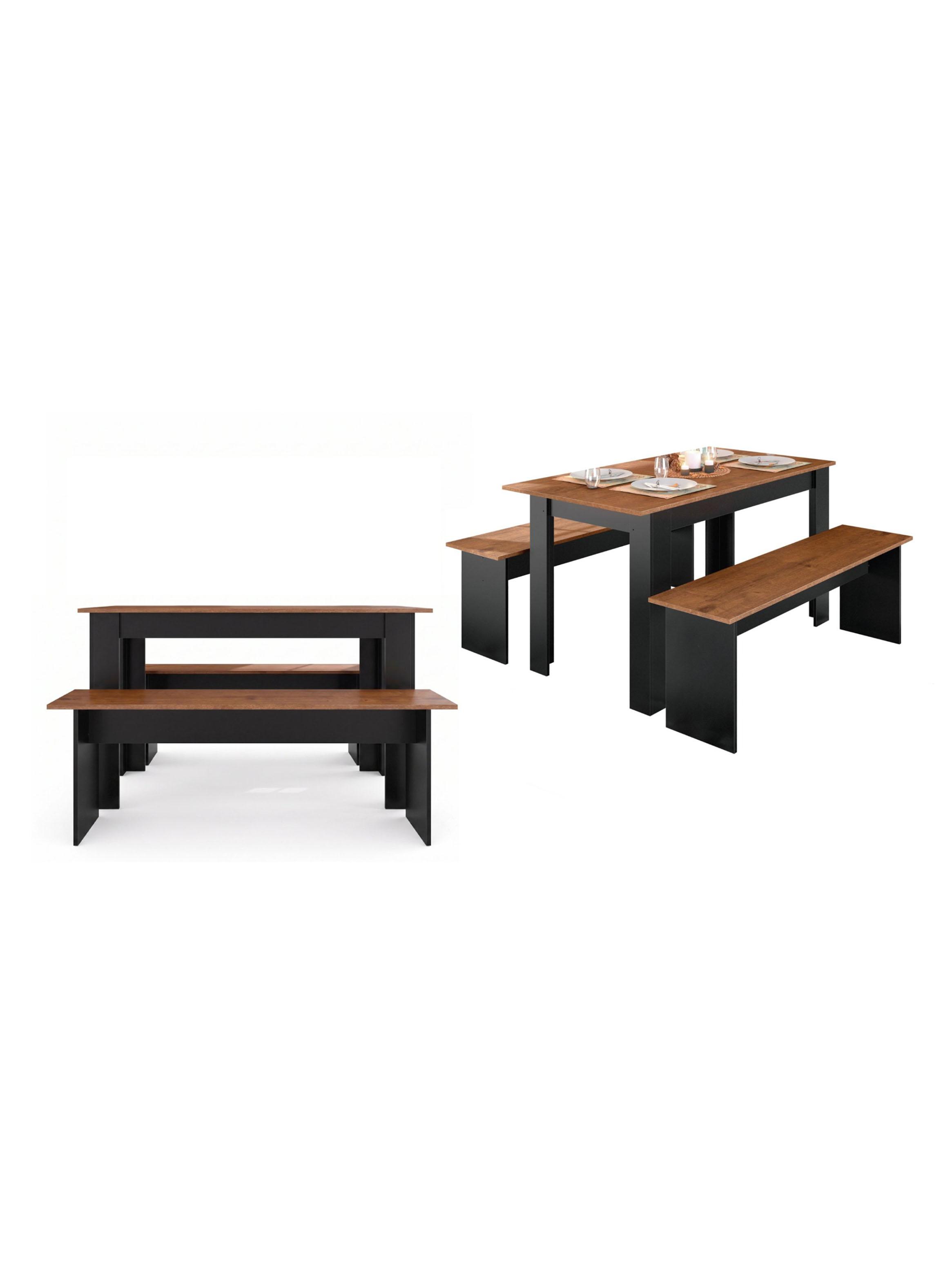 Juego de Comedor Diario 2 Banquetas Canela Negro 75.2x135x75 cm MDP-2