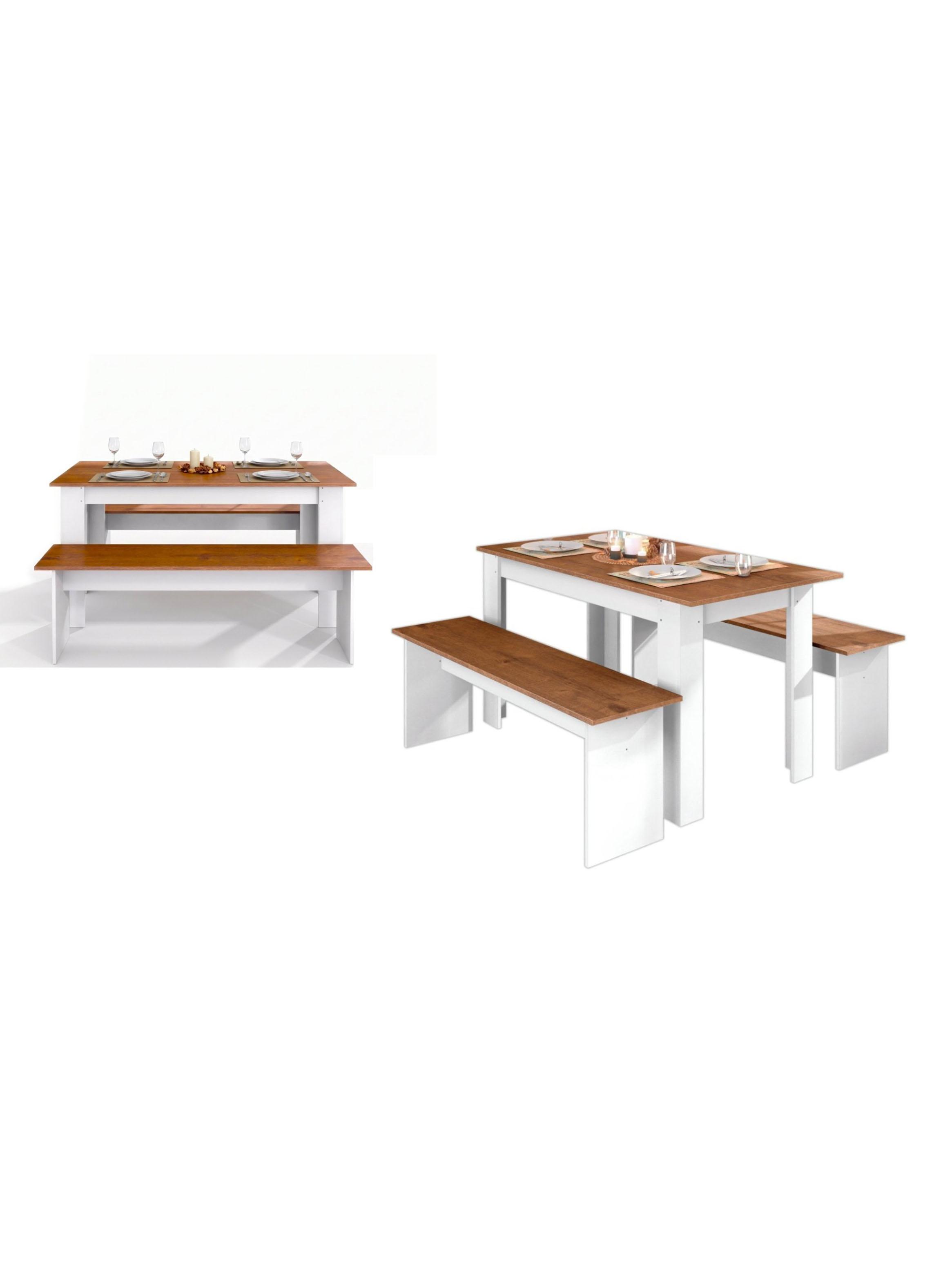 Juego de Comedor Diario 2 Banquetas Blanco Canela 75.2x135x75 cm MDP-2