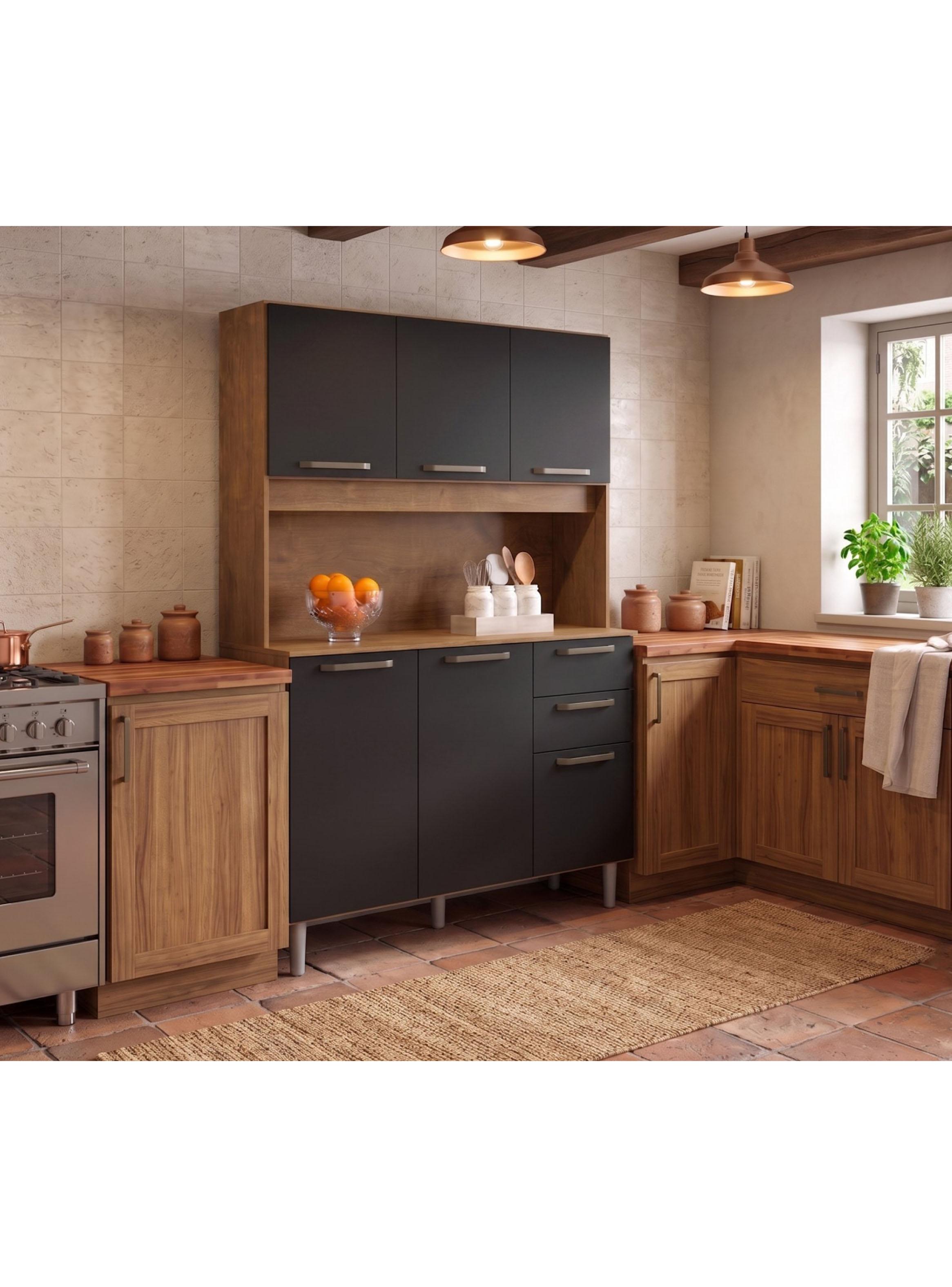 Mueble de Cocina Alacena Despensa Canela Negro MDP-3
