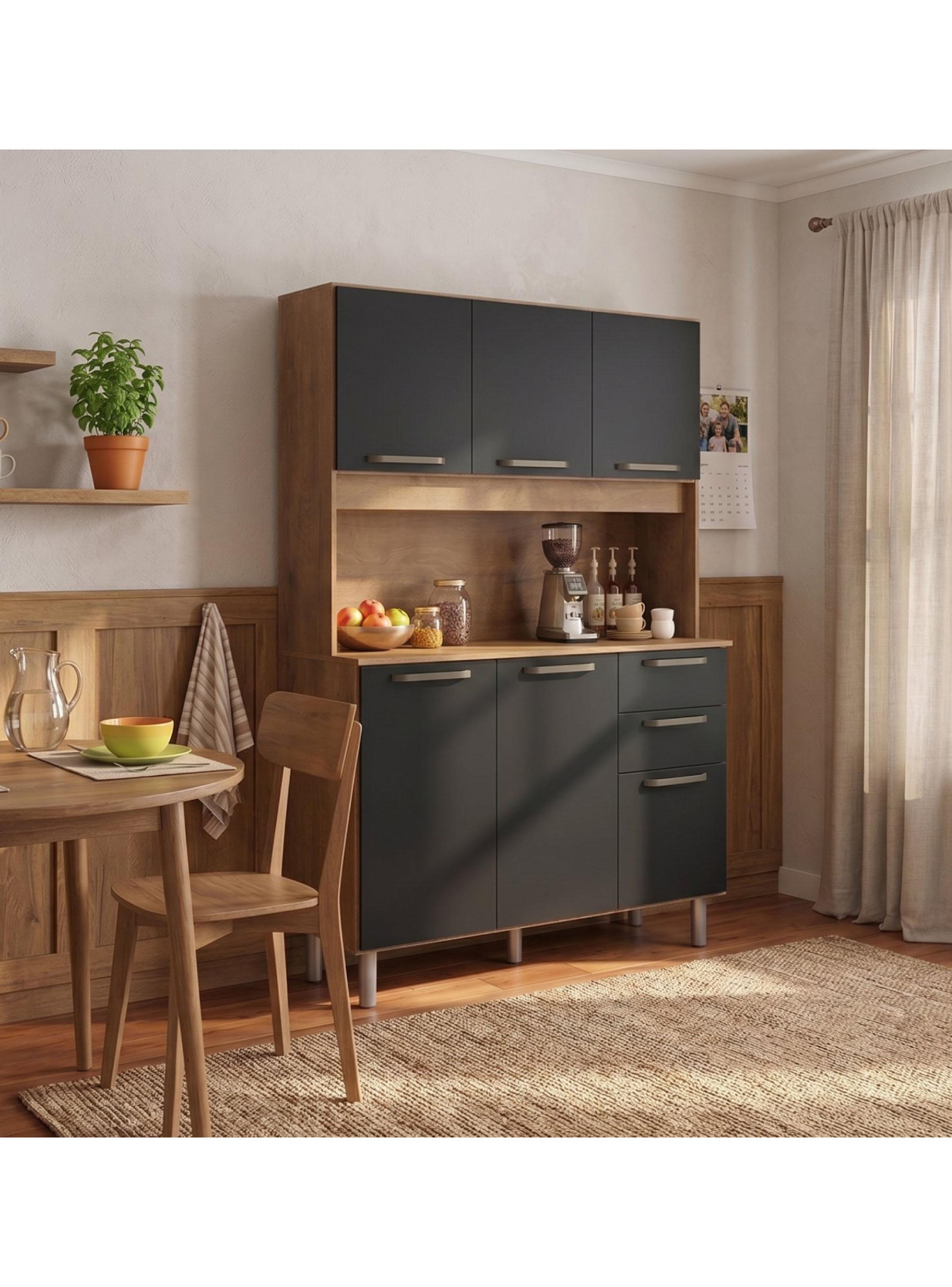 Mueble de Cocina Alacena Despensa Canela Negro MDP-5