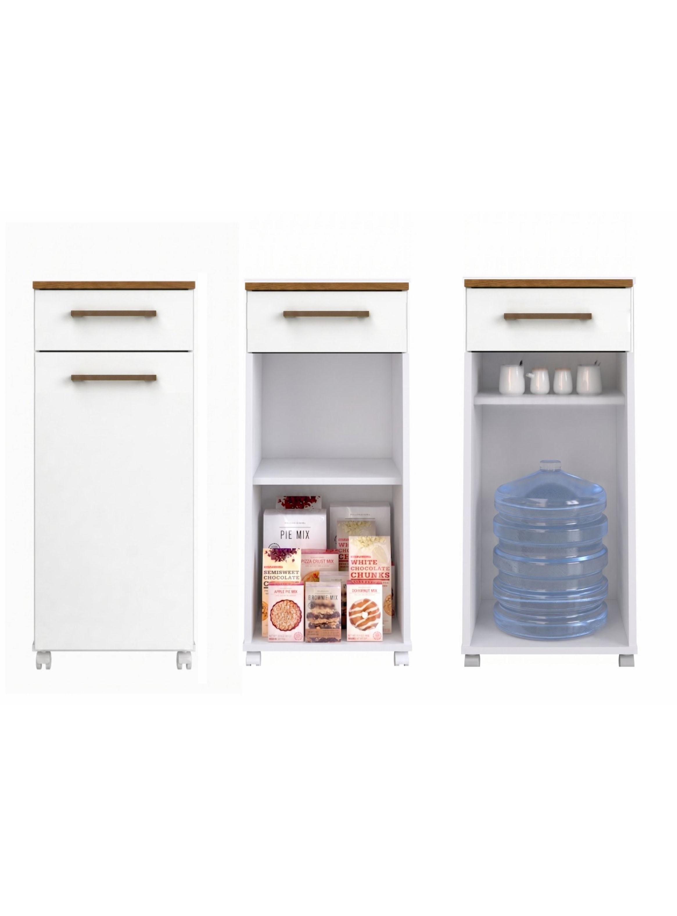 Mueble Multiuso Auxiliar de Cocina con Ruedas Blanco MDP-2