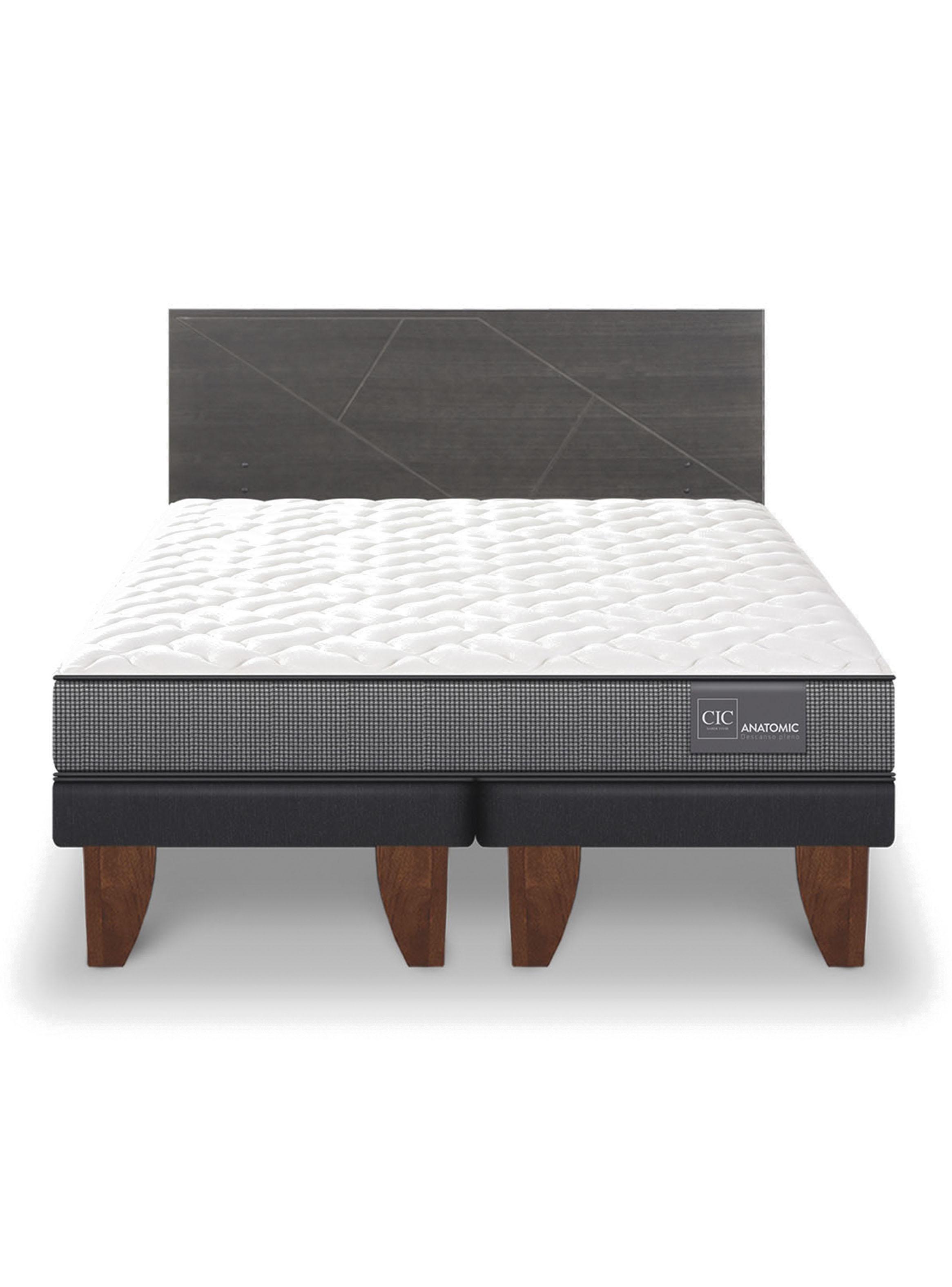 Cama Europea Anatomic King + Respaldo Villarrica Gris-2