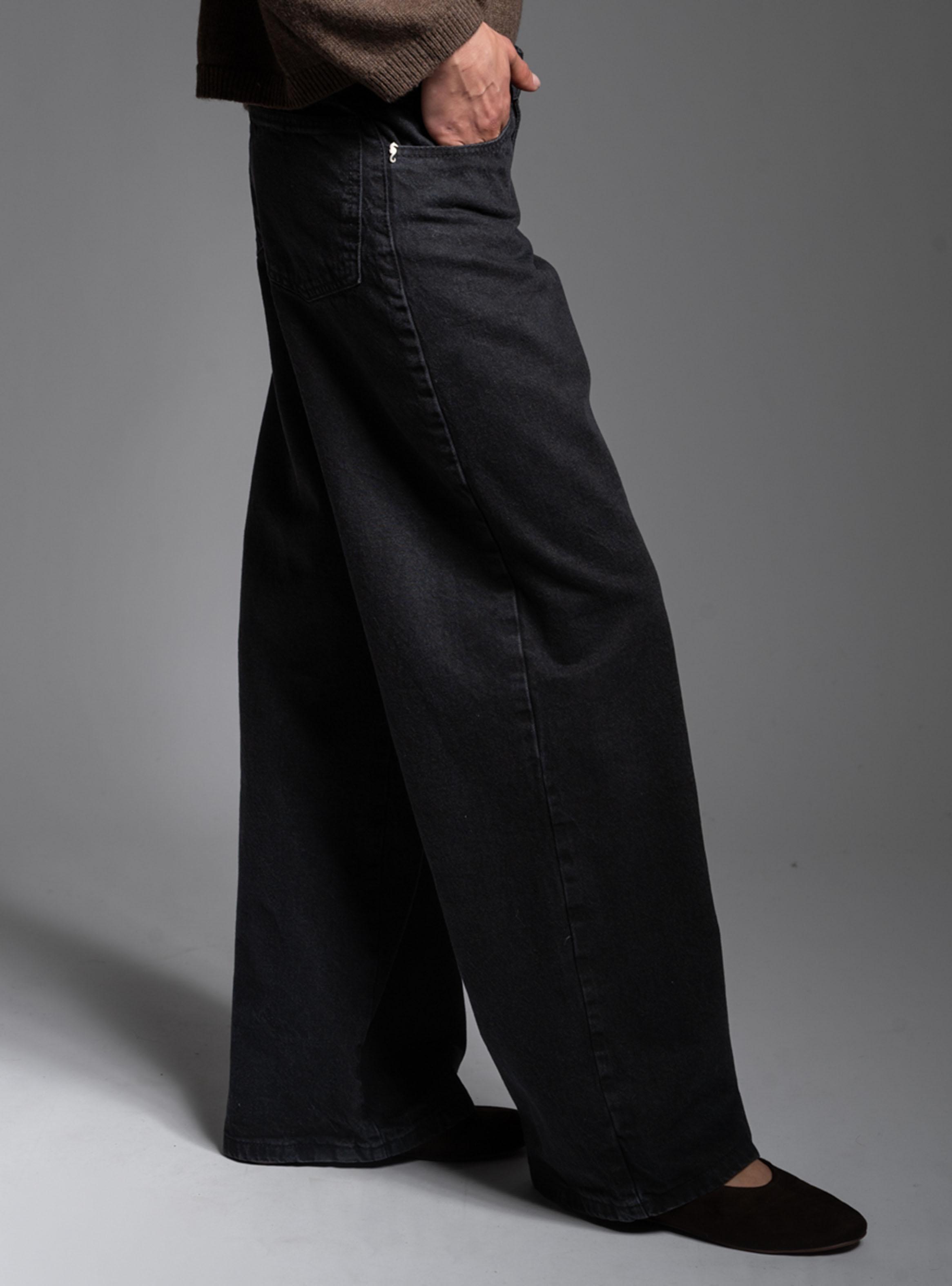 Jeans Tiro Bajo Wide Leg Luciana Negro-2