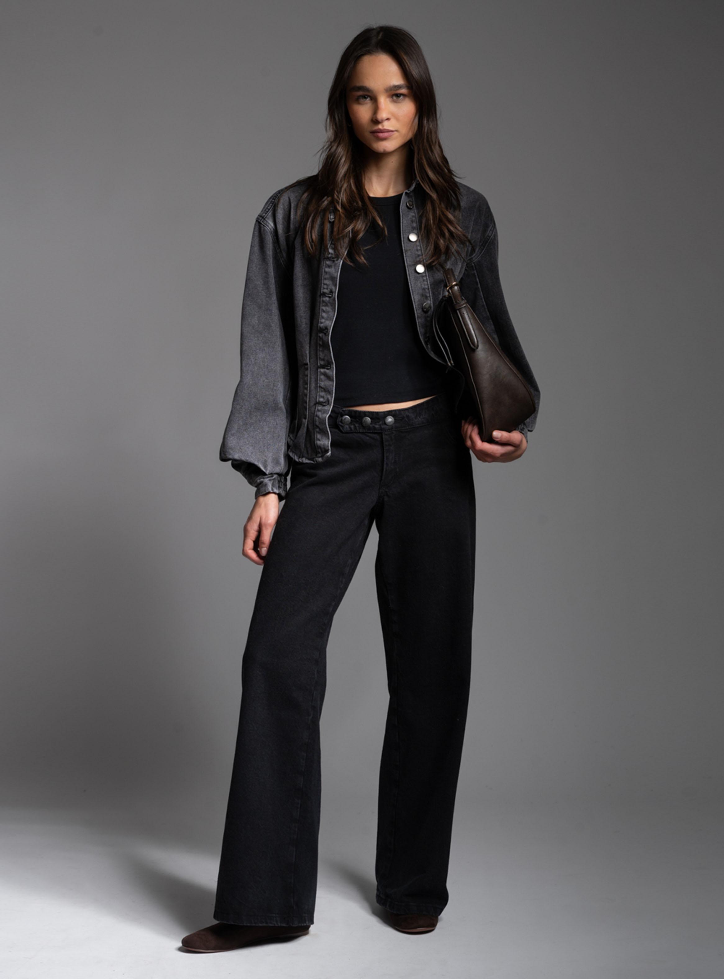 Jeans Tiro Bajo Wide Leg Luciana Negro-4