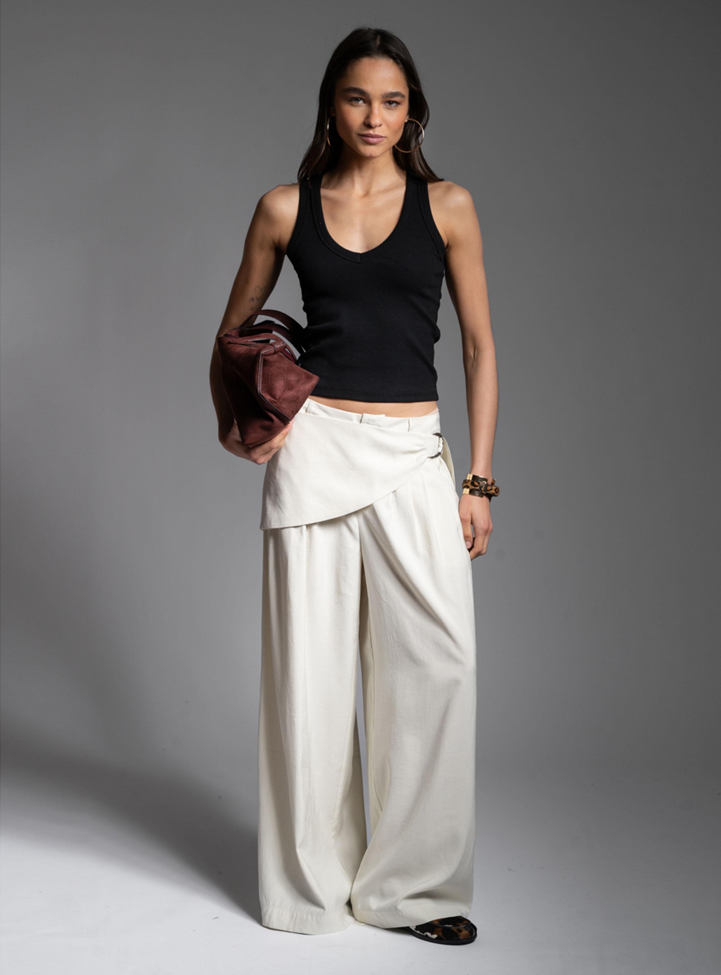 Pantalón Tiro Medio Wide Leg Noir Crudo-4