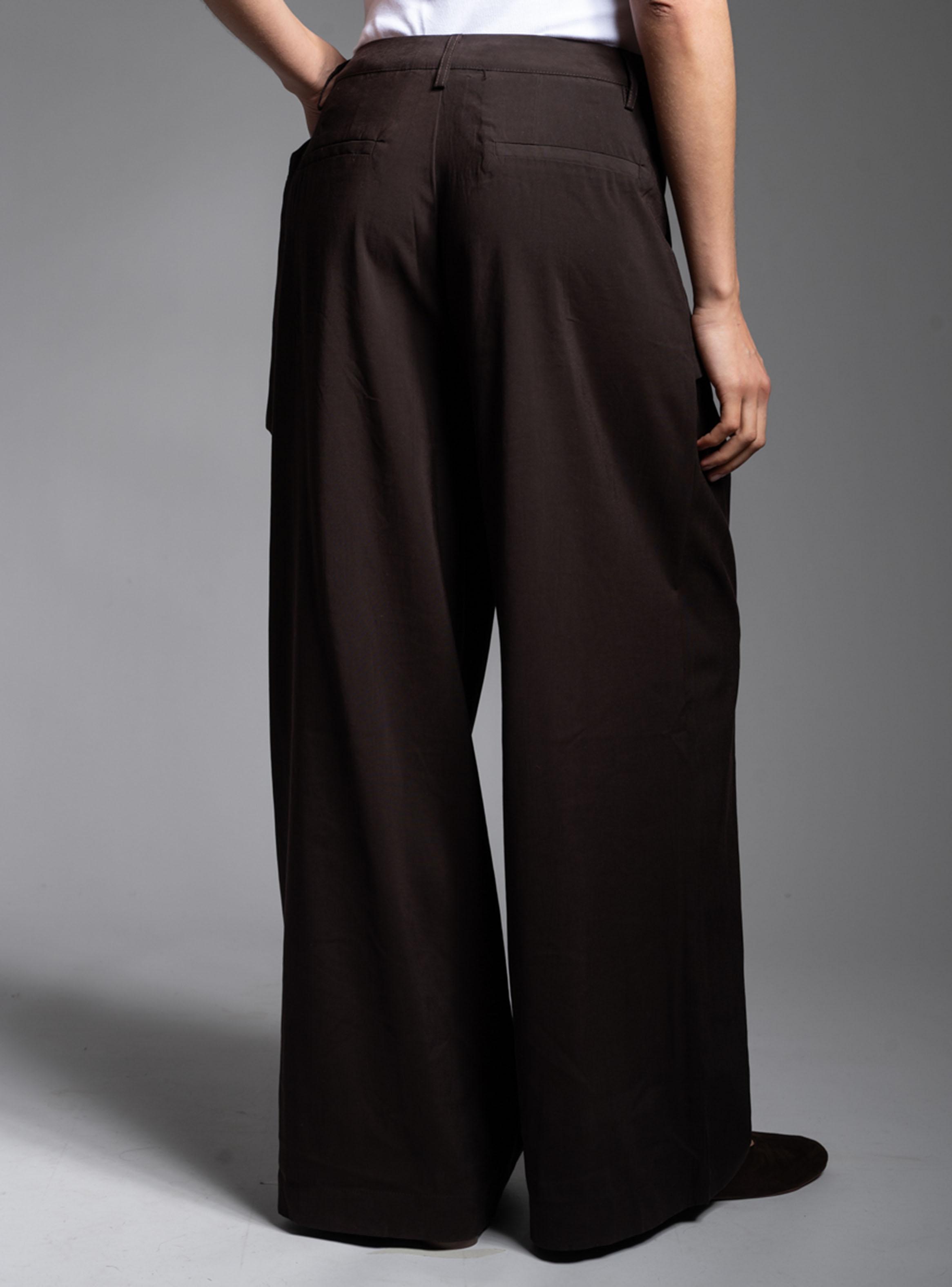 Pantalón Tiro Medio Wide Leg Noir Chocolate-1