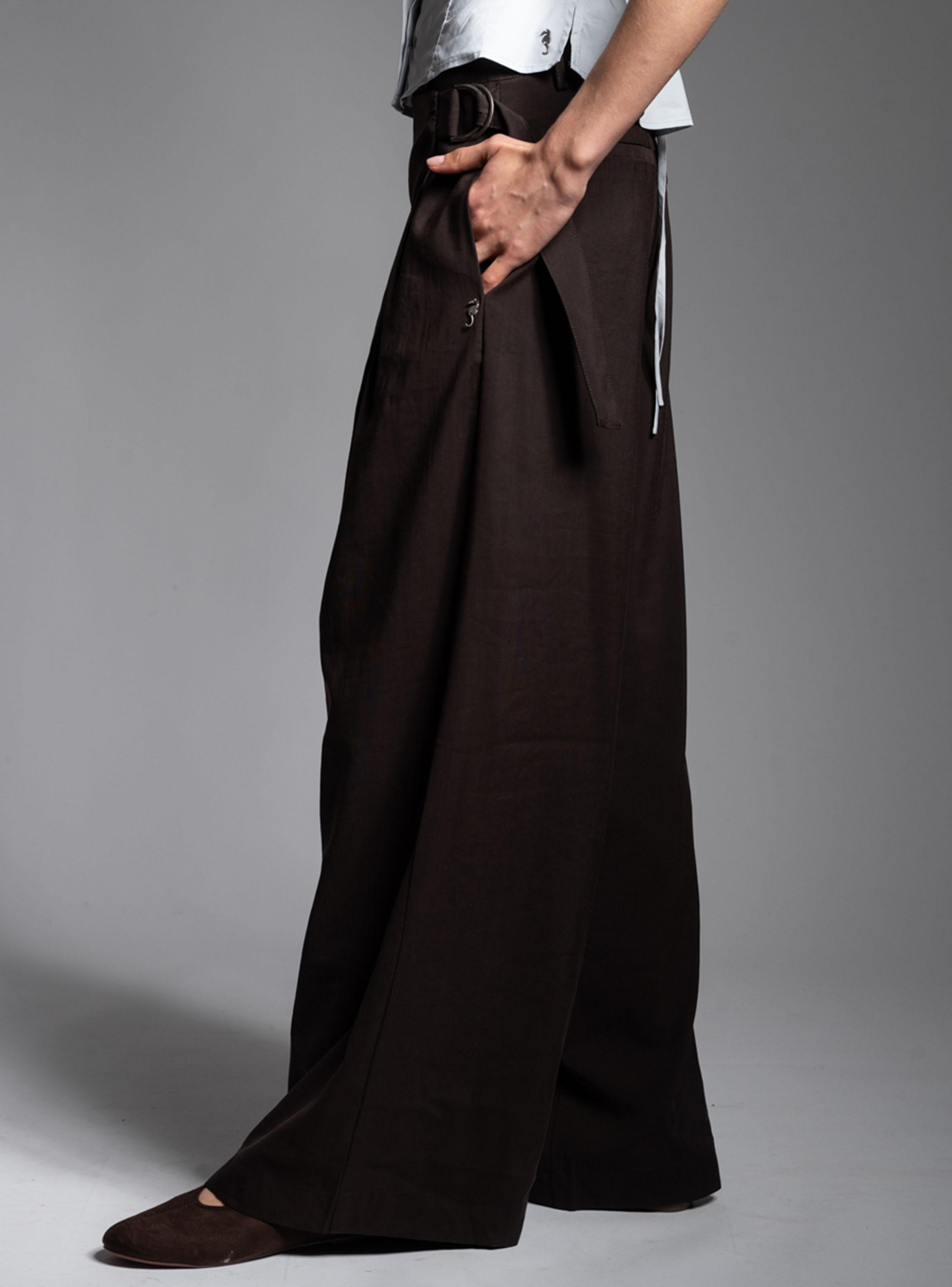 Pantalón Tiro Medio Wide Leg Noir Chocolate-3