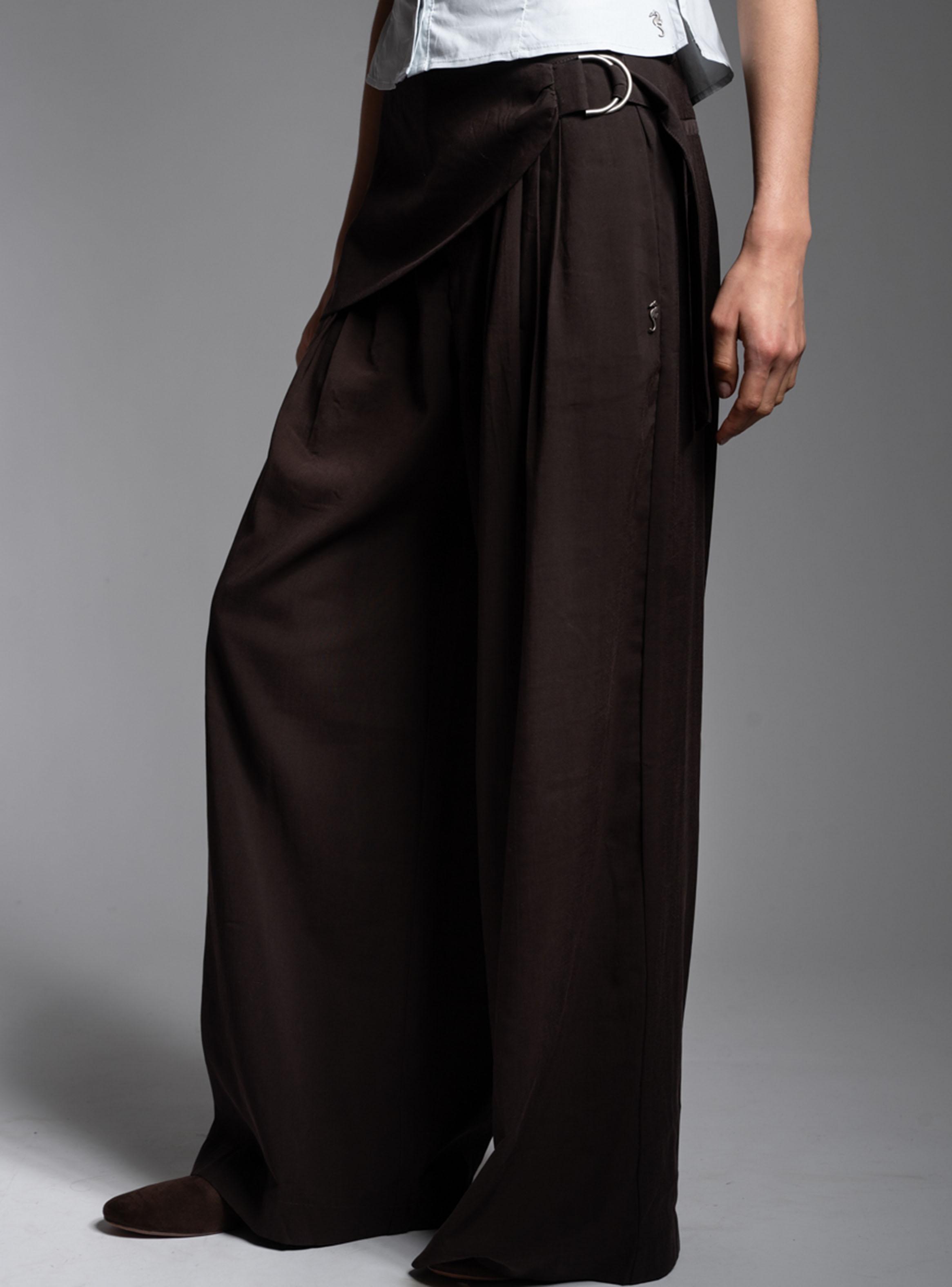 Pantalón Tiro Medio Wide Leg Noir Chocolate-2