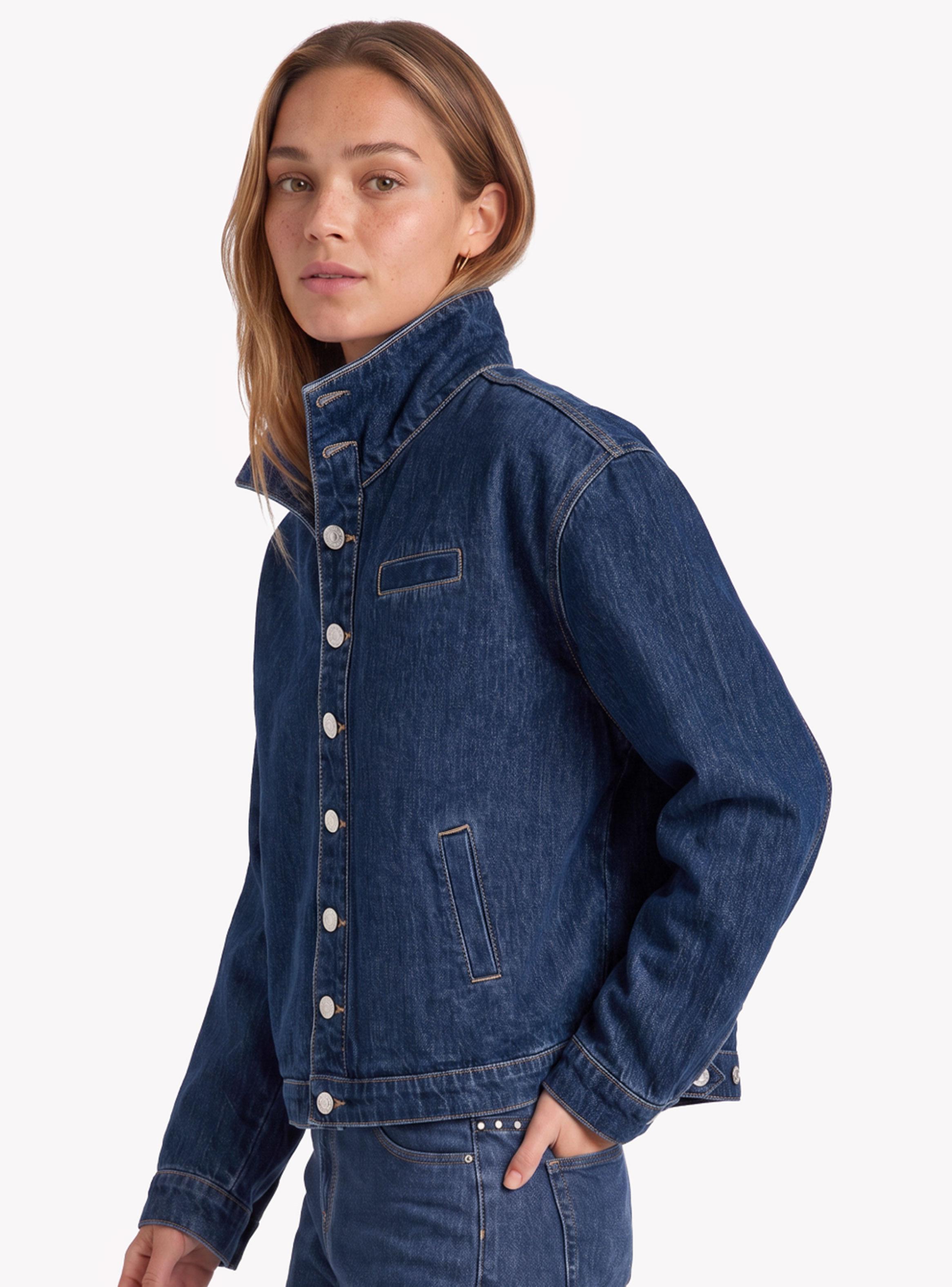 Chaqueta Denim Cuello Funnel Blue-2
