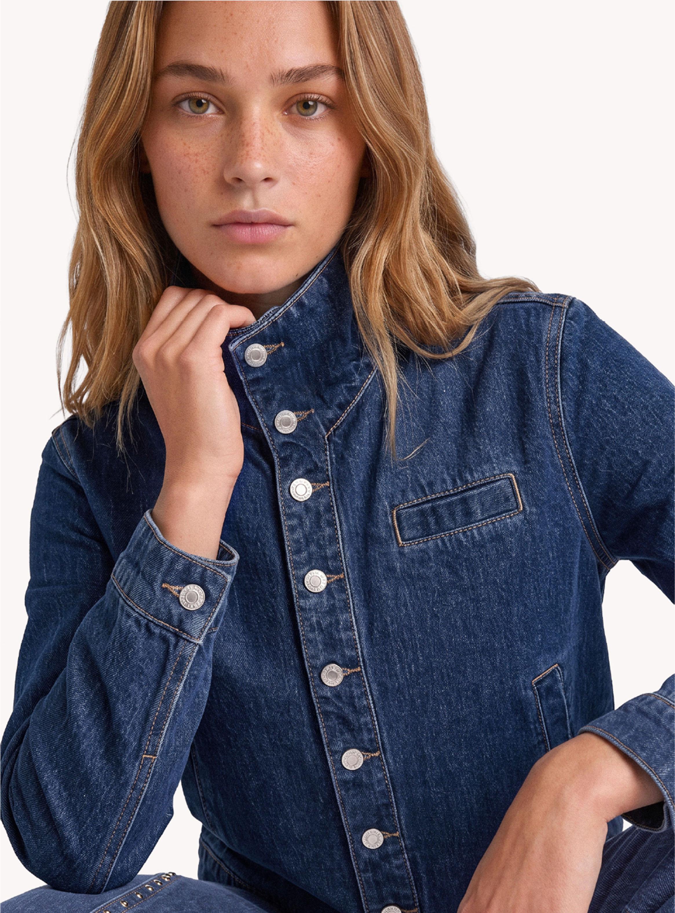 Chaqueta Denim Cuello Funnel Blue-3