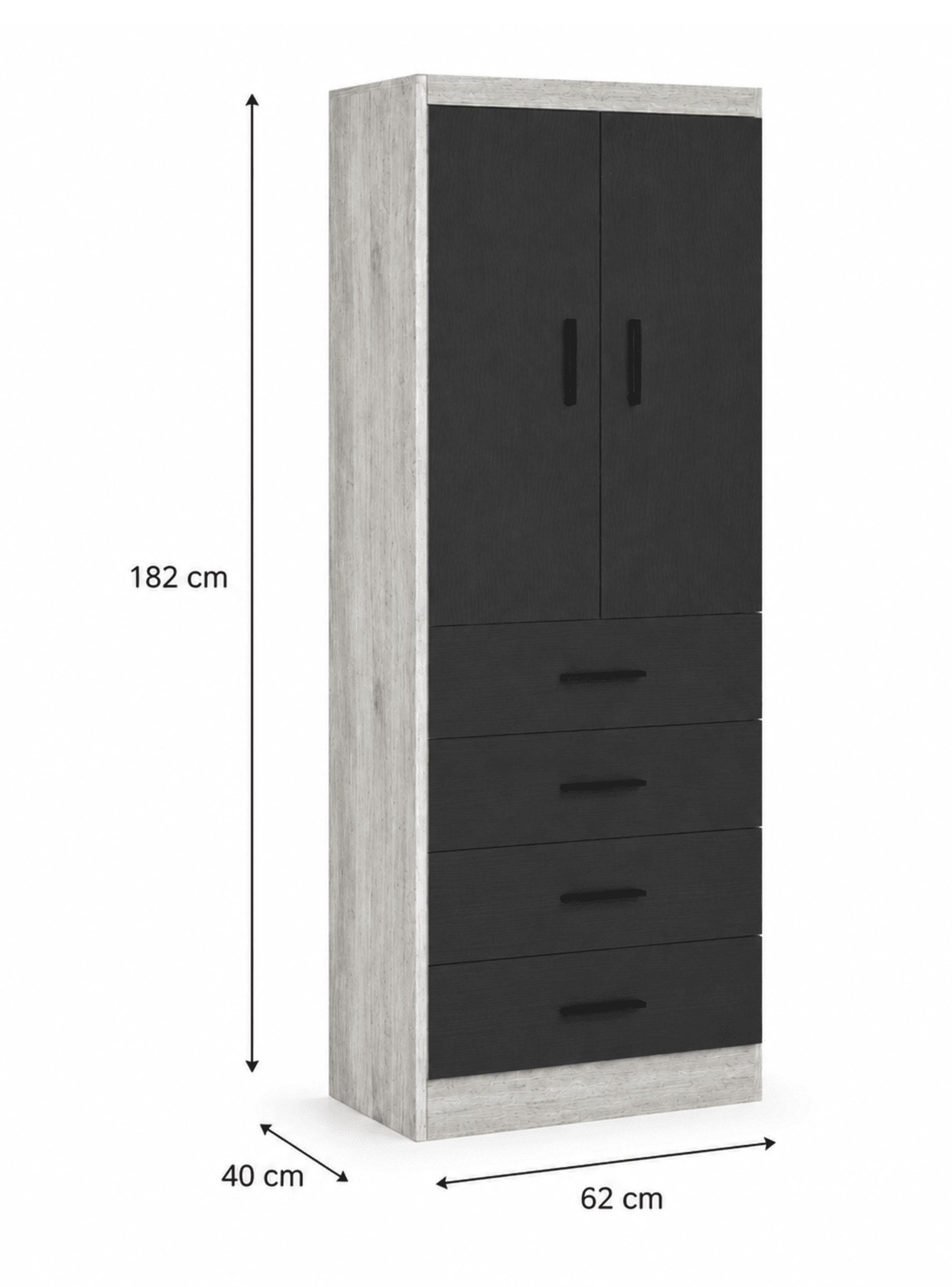 Clóset 2 Puertas 4 Cajones Teka/Cinza-1