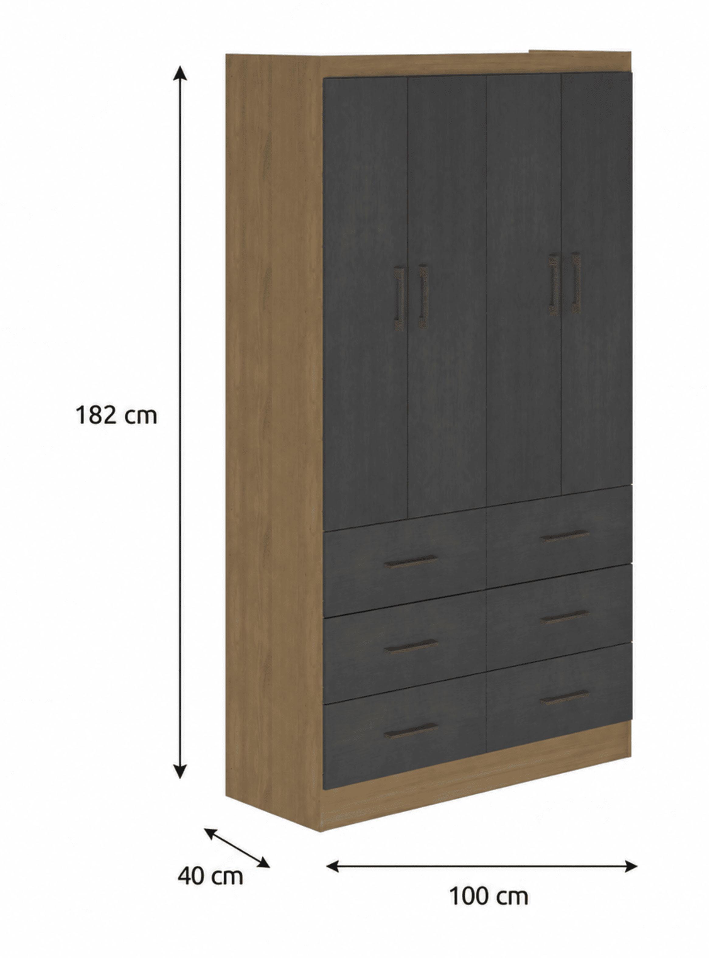 Clóset 4 Puertas 6 Cajones Color Roble/Cnz-1
