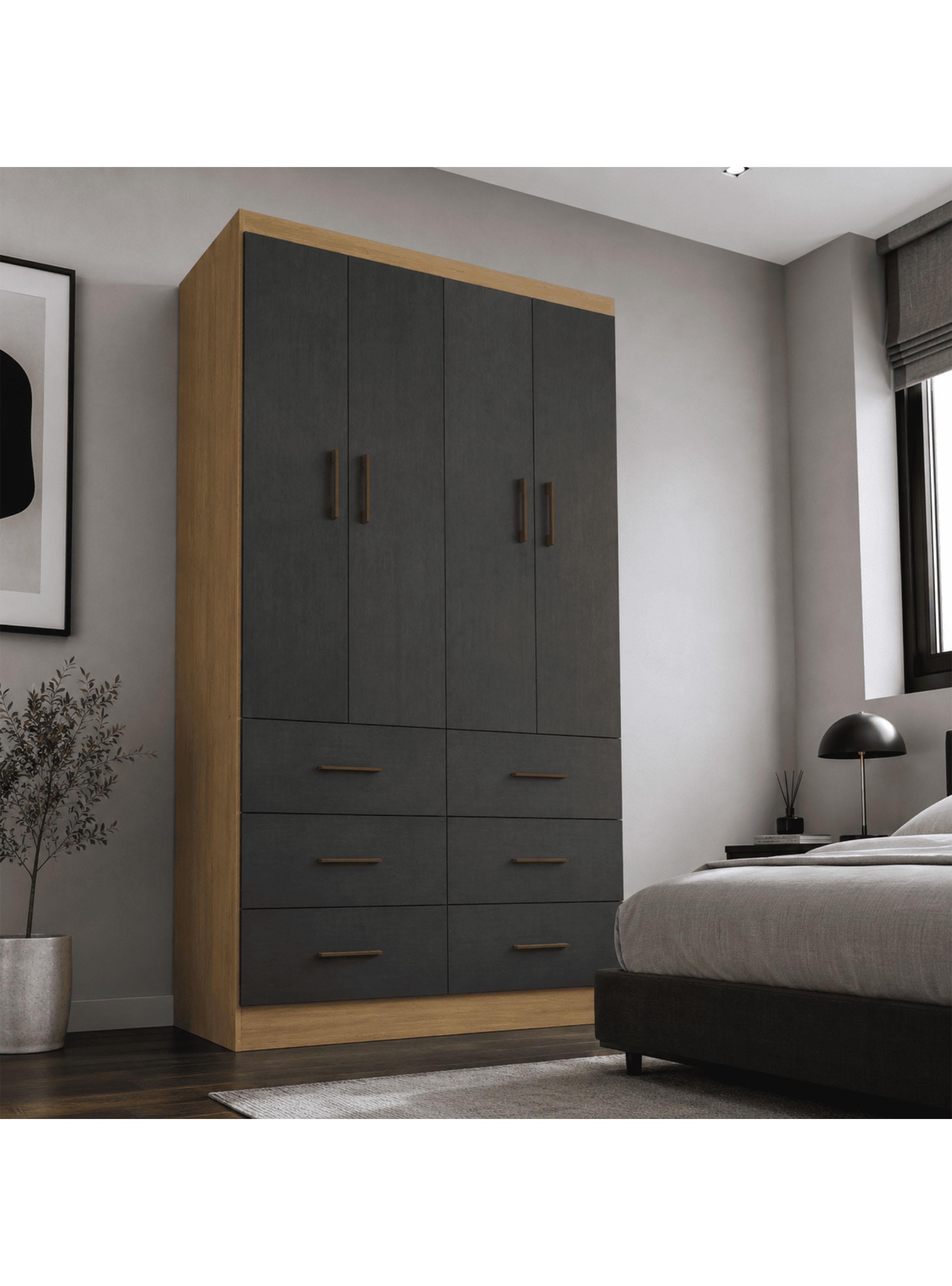 Clóset 4 Puertas 6 Cajones Color Roble/Cnz-3