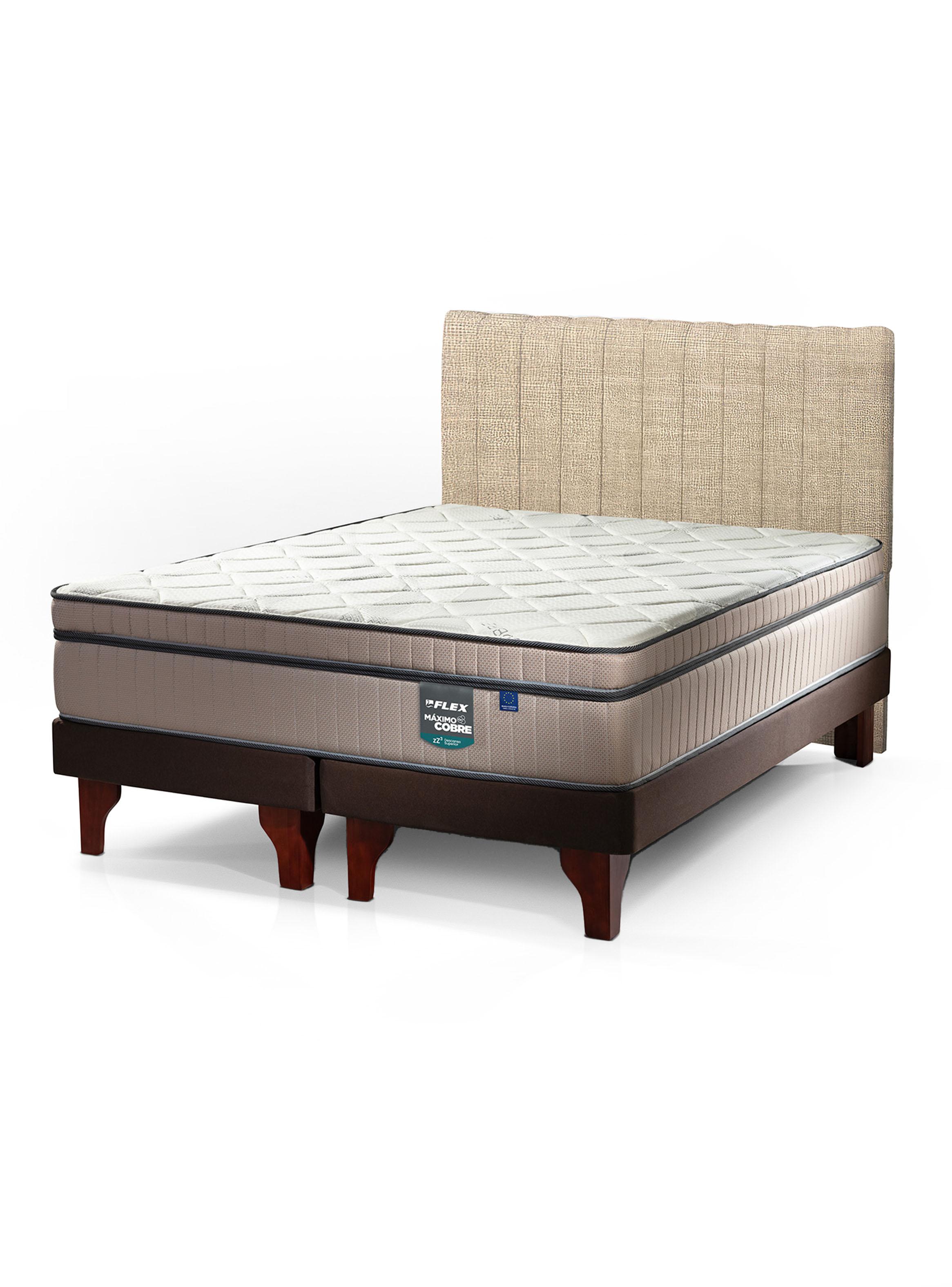 Cama Europea Máximo Cobre 2 Plazas Base Dividida + Respaldo Beige-0