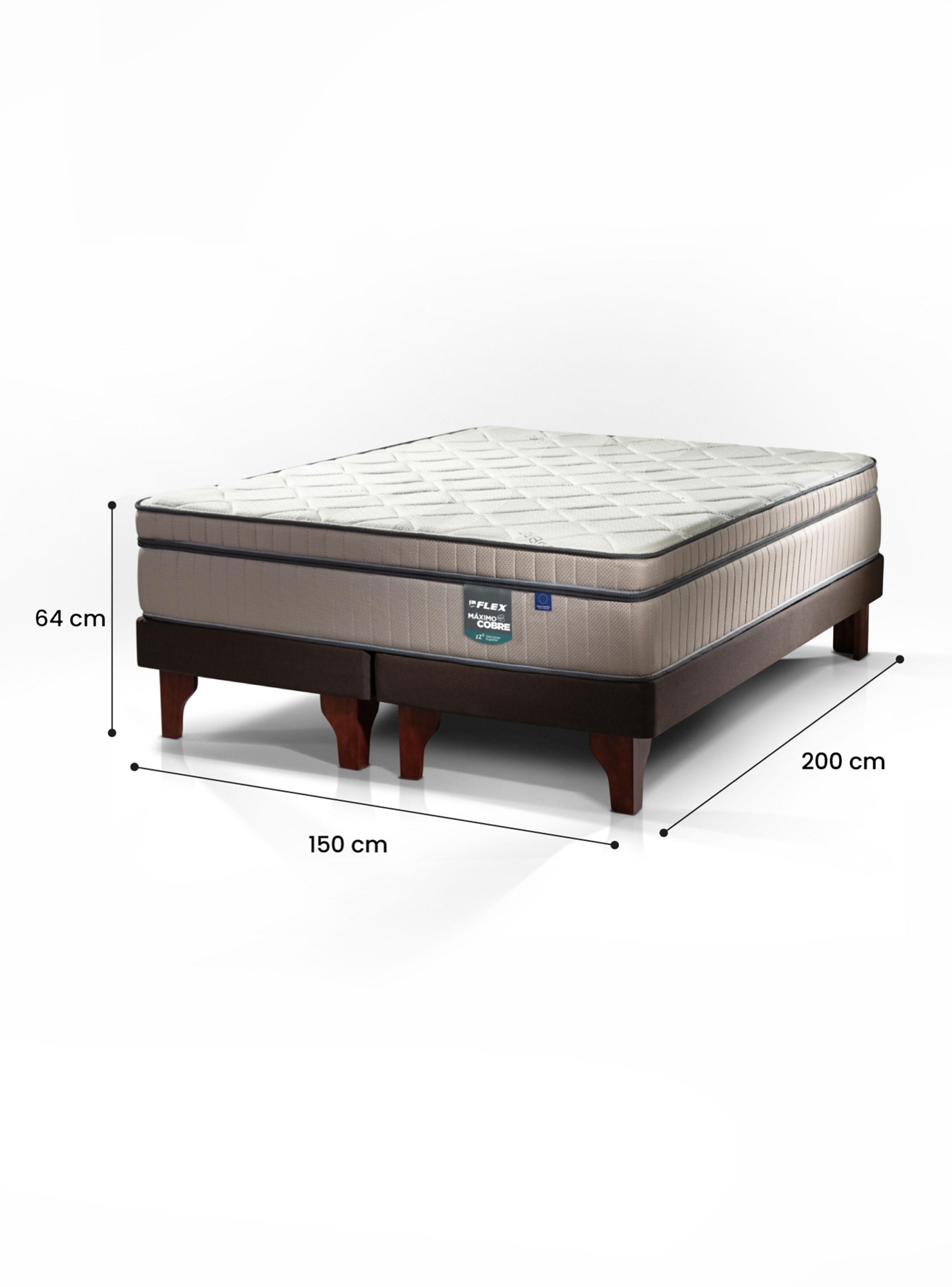 Cama Europea Máximo Cobre 2 Plazas Base Dividida + Respaldo Beige-1