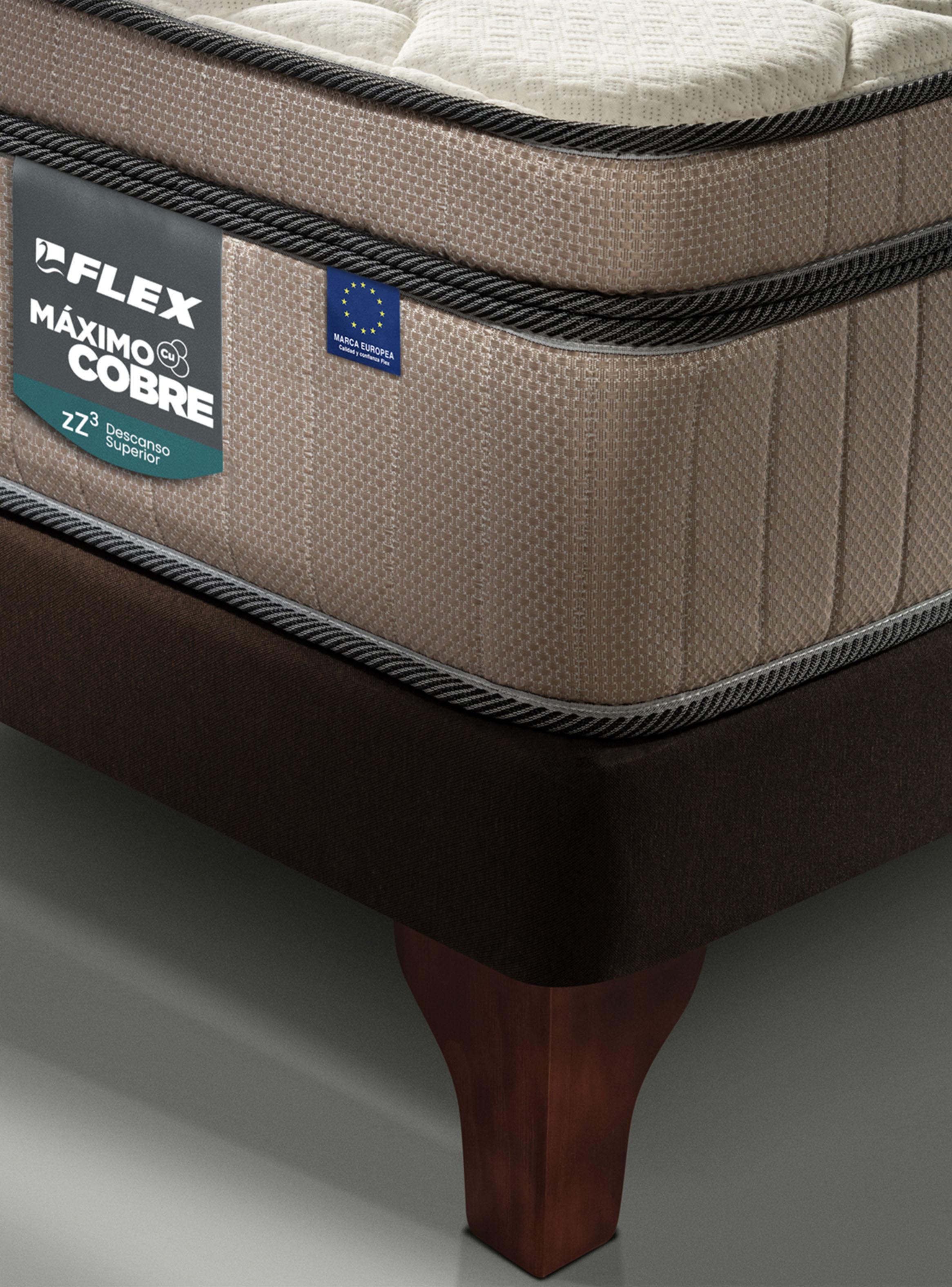 Cama Europea Máximo Cobre King + Respaldo Tubular Beige-3