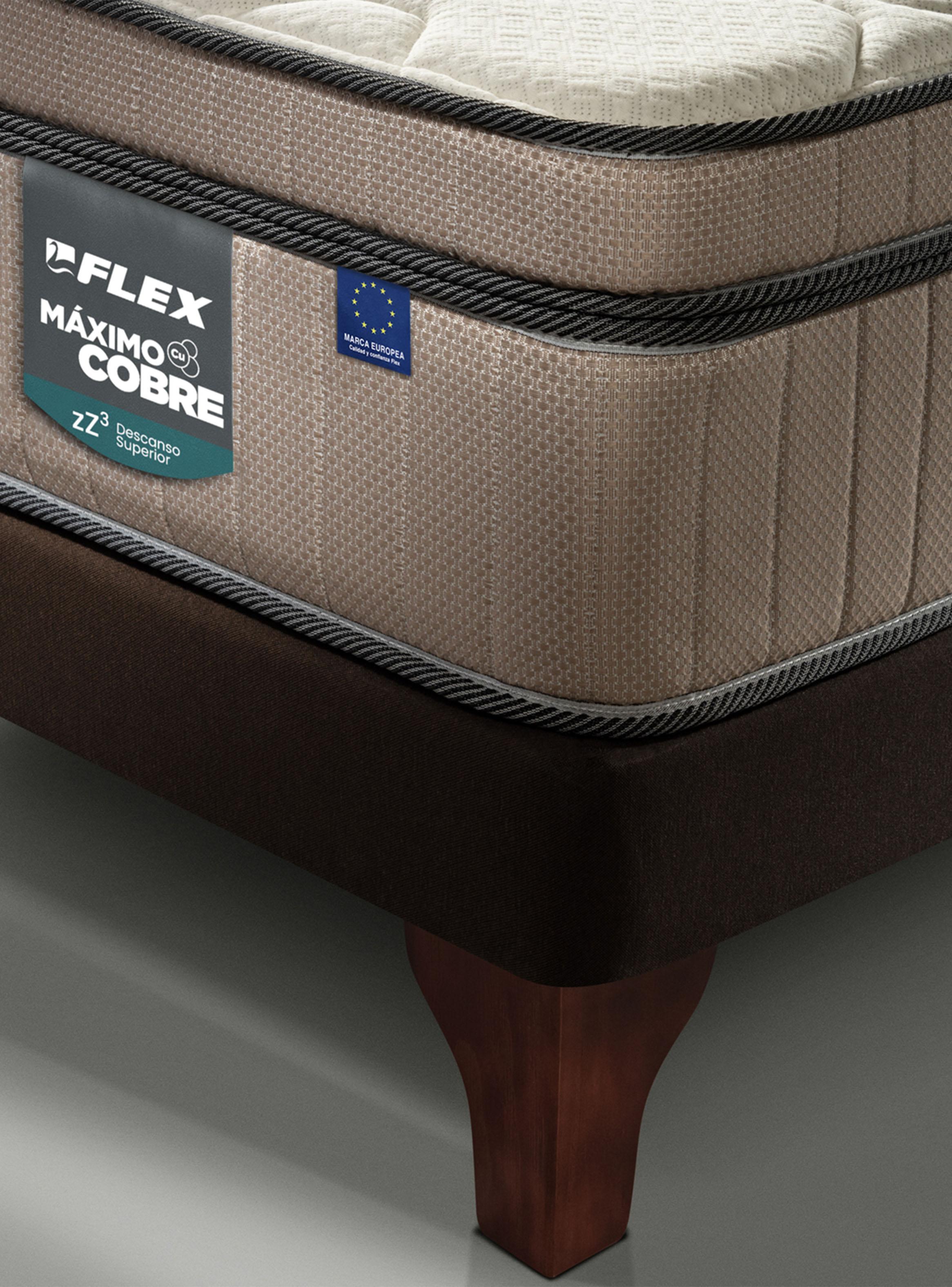 Cama Europea Máximo Cobre King + Respaldo Tubular + Velador Atenas-3
