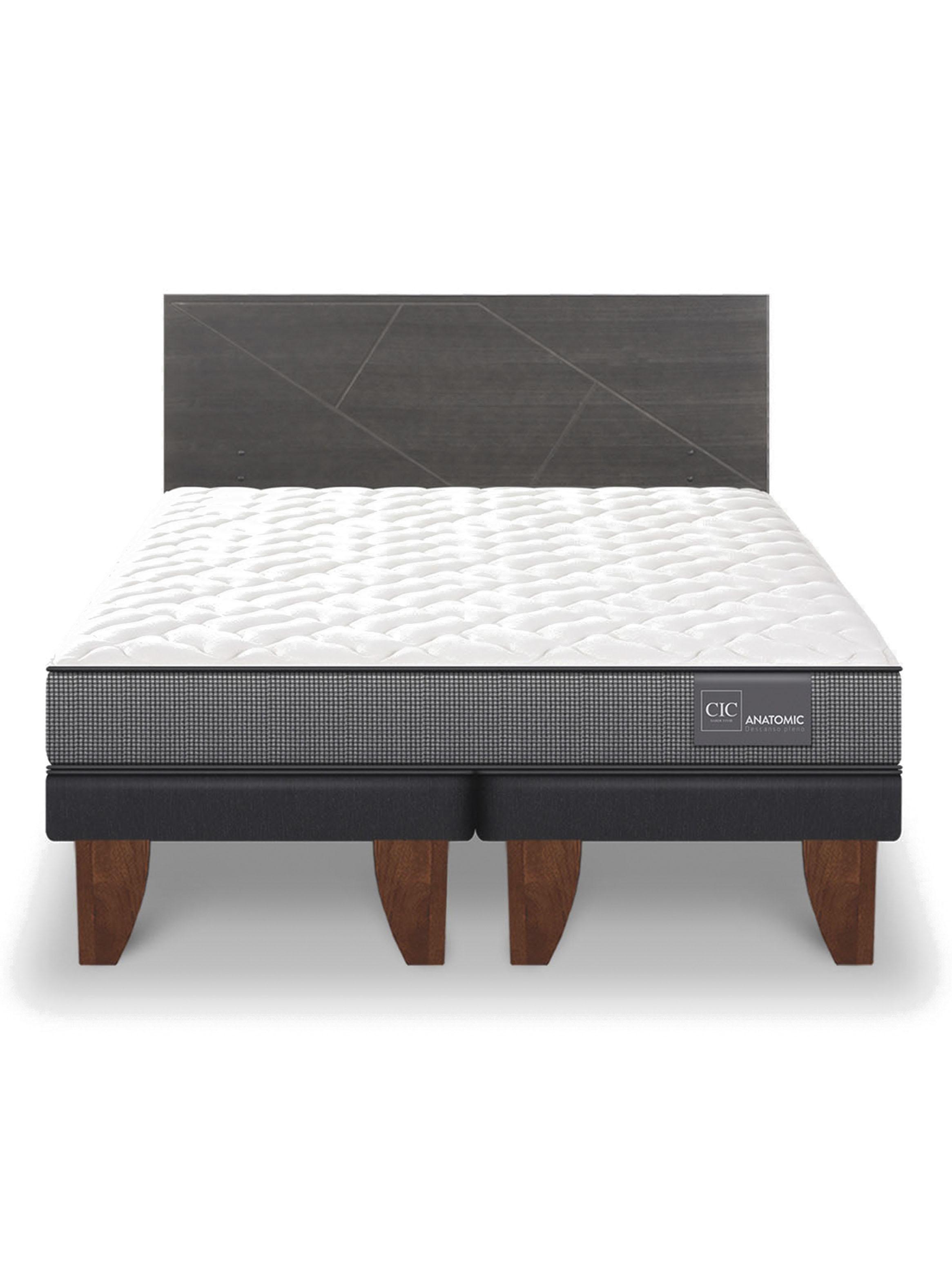 Cama Europea Anatomic Base Dividida 2 Plazas + Respaldo Villarrica Gris-2