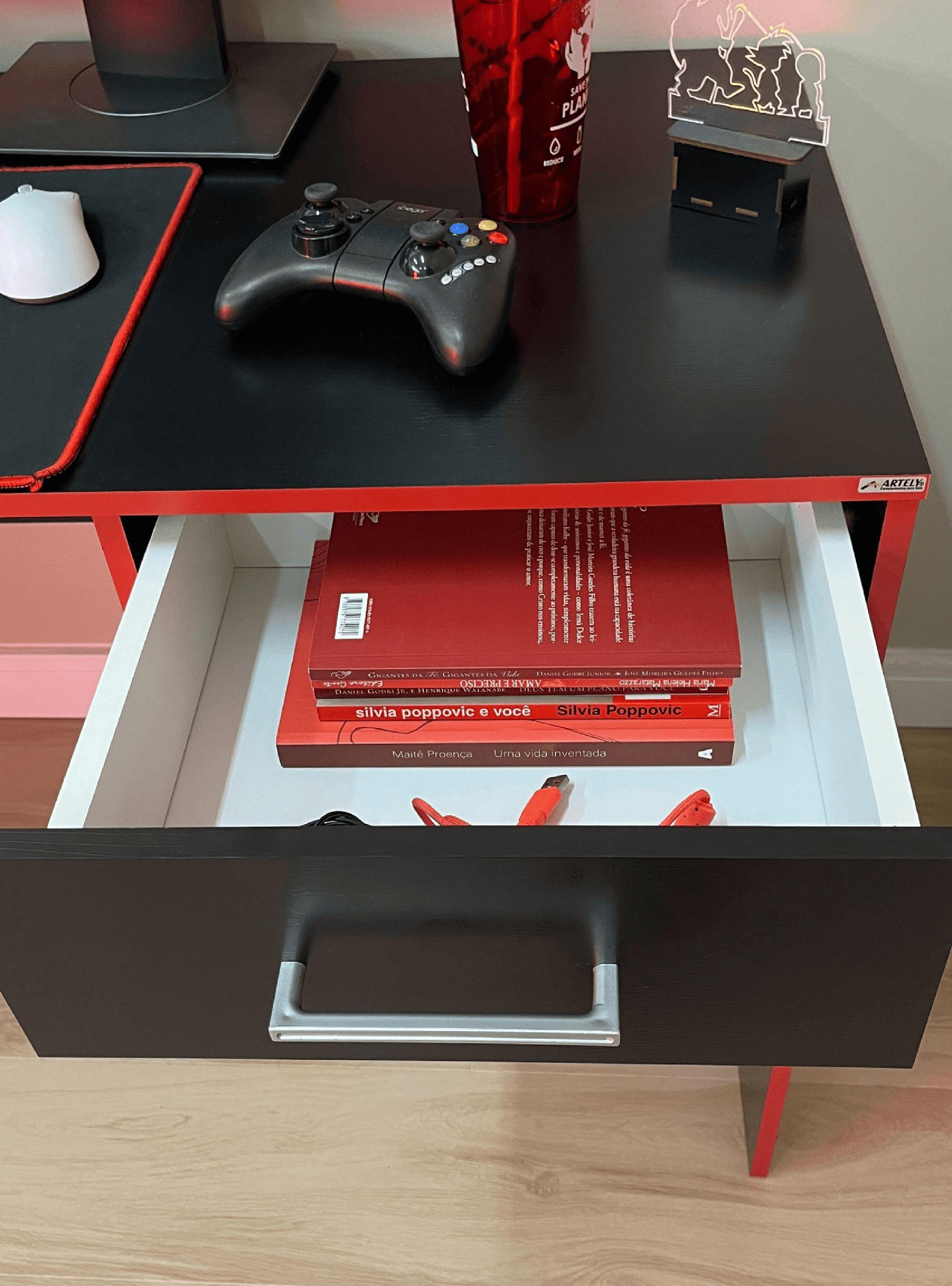 Escritorio Gamer Negro/Rojo-3