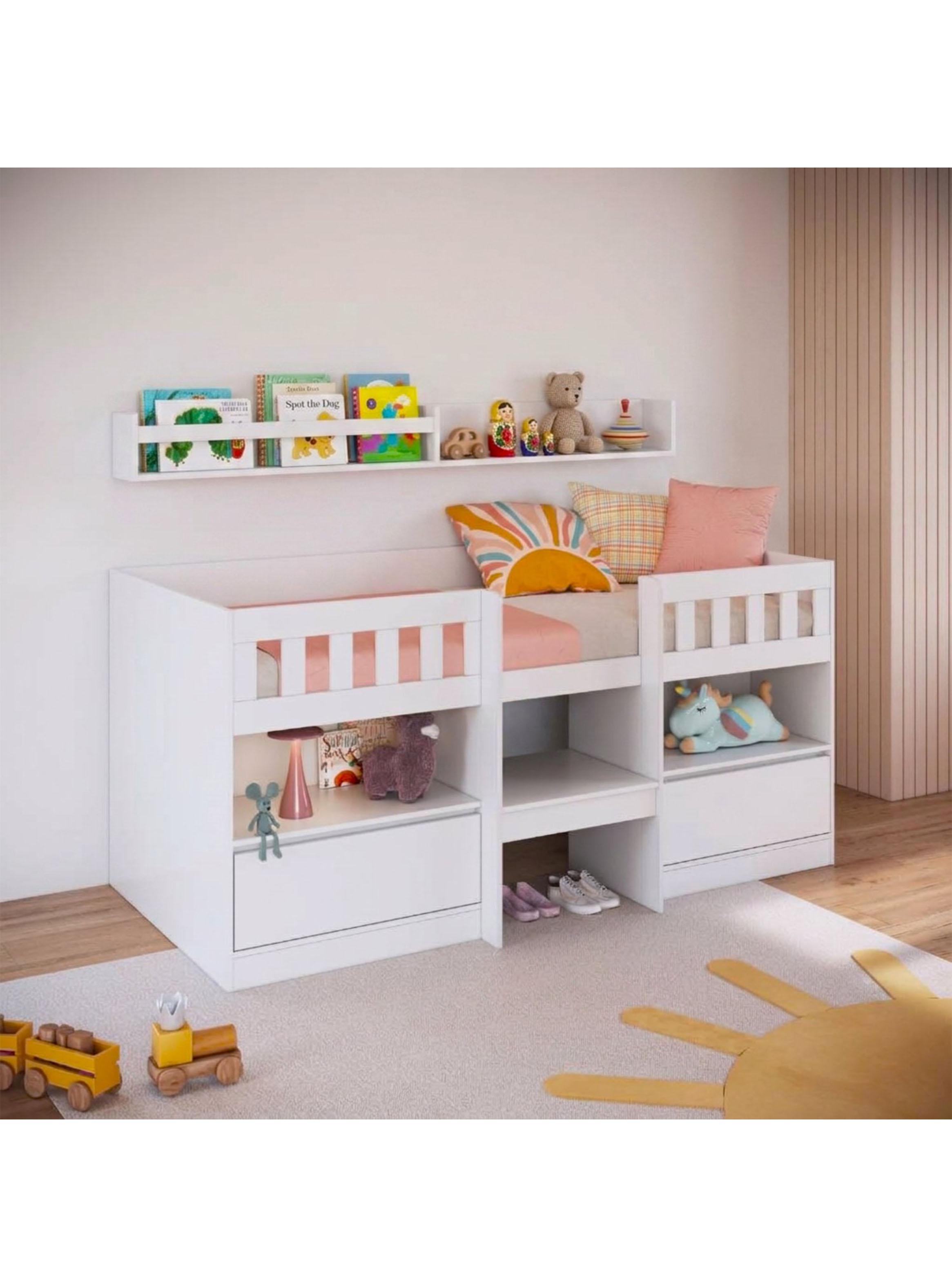 Cama Infantil Multifunción Alta 1 Plaza Blanca-4