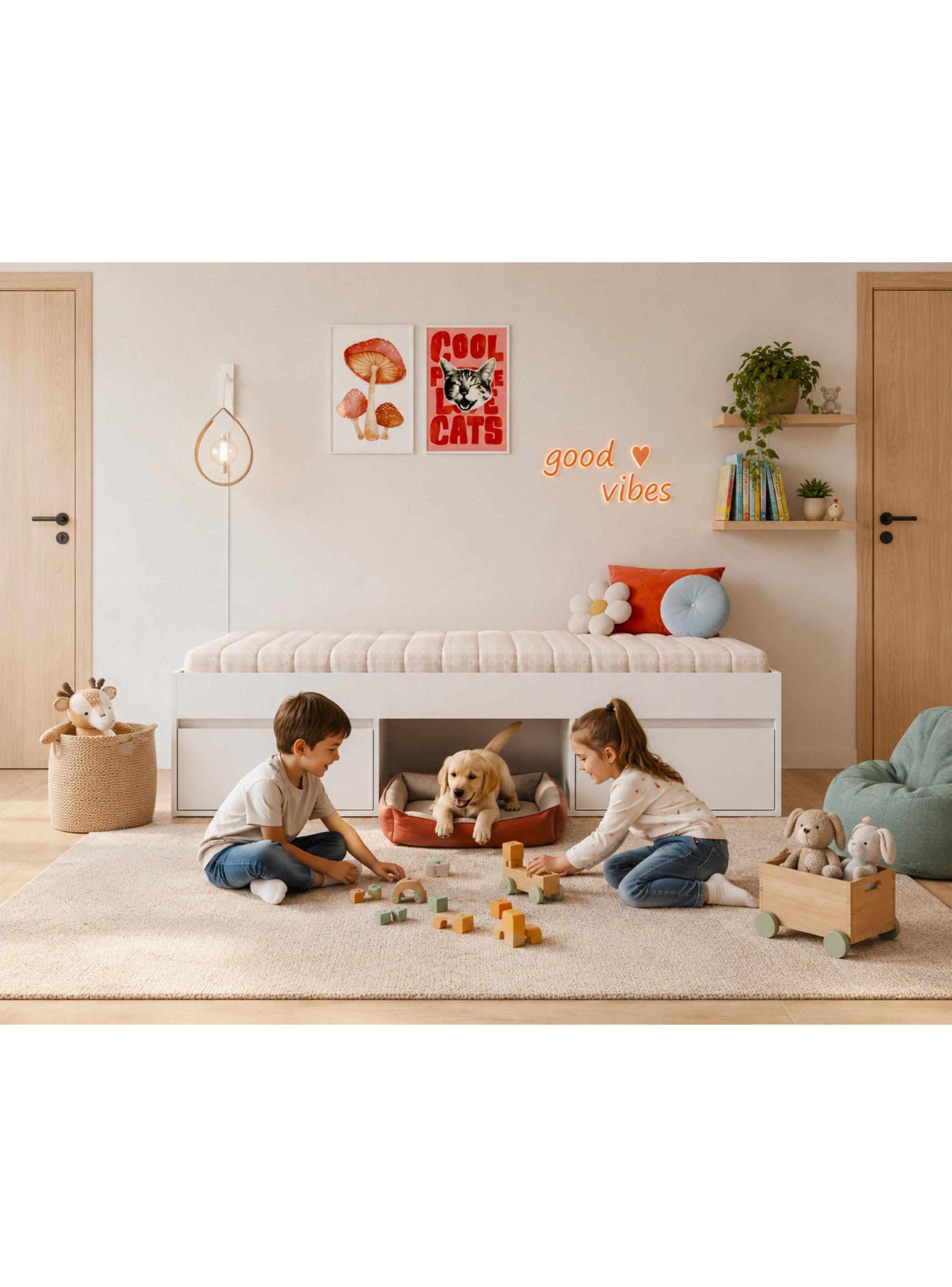 Cama Infantil Multifunción 1 Plaza Pets Blanca-5