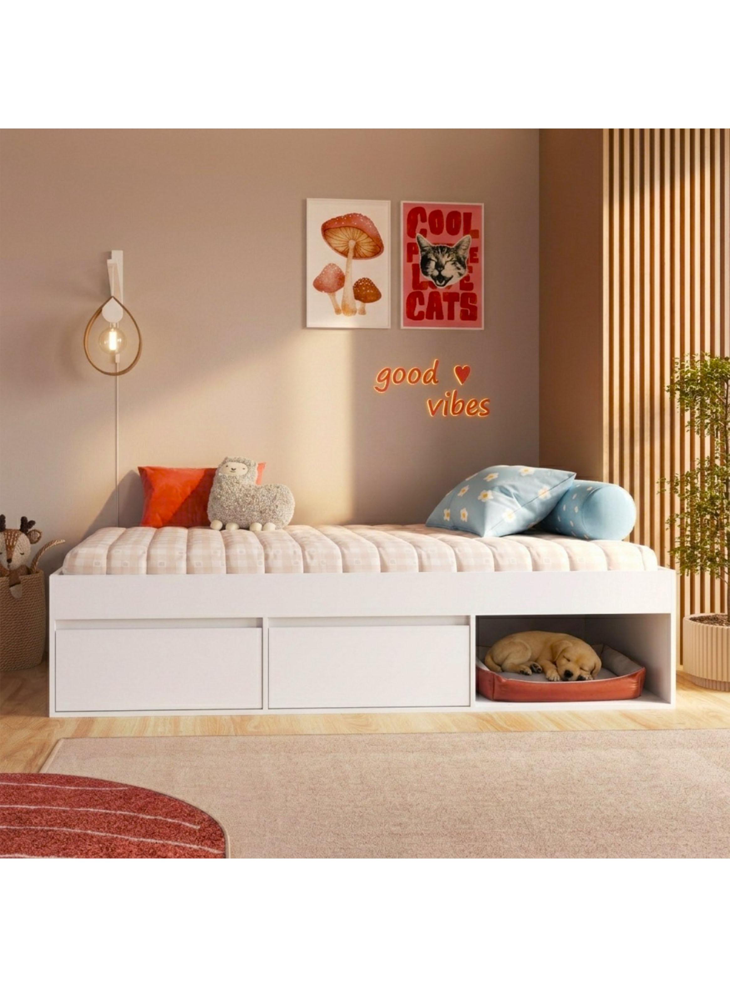 Cama Infantil Multifunción 1 Plaza Pets Blanca-4