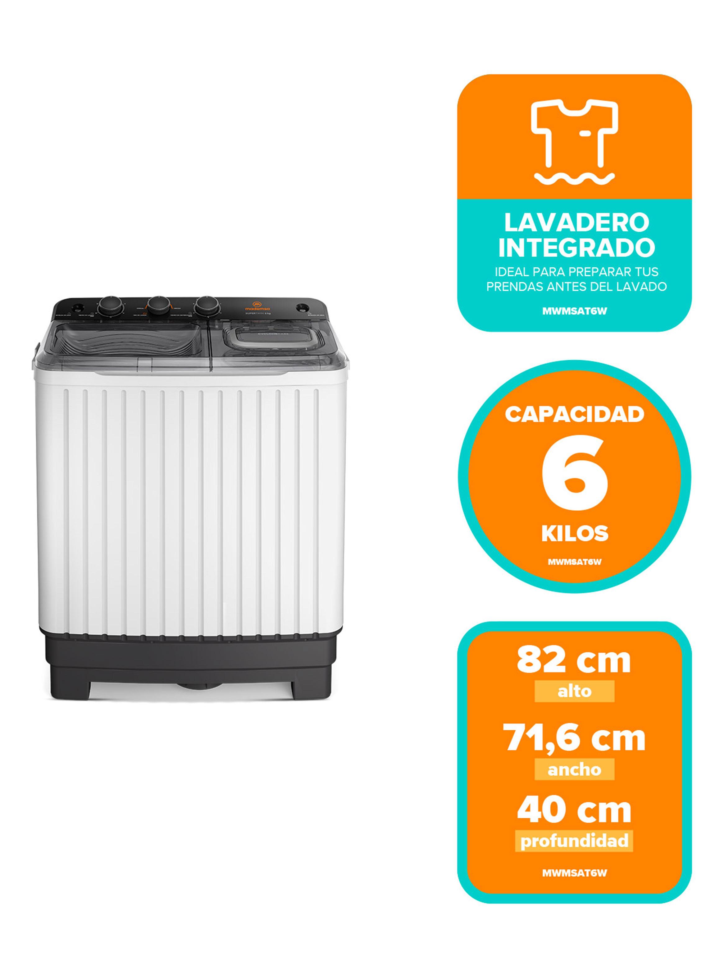 Lavadora Carga Superior Semi Automática 6 kg MWMSAT6W Blanco-1
