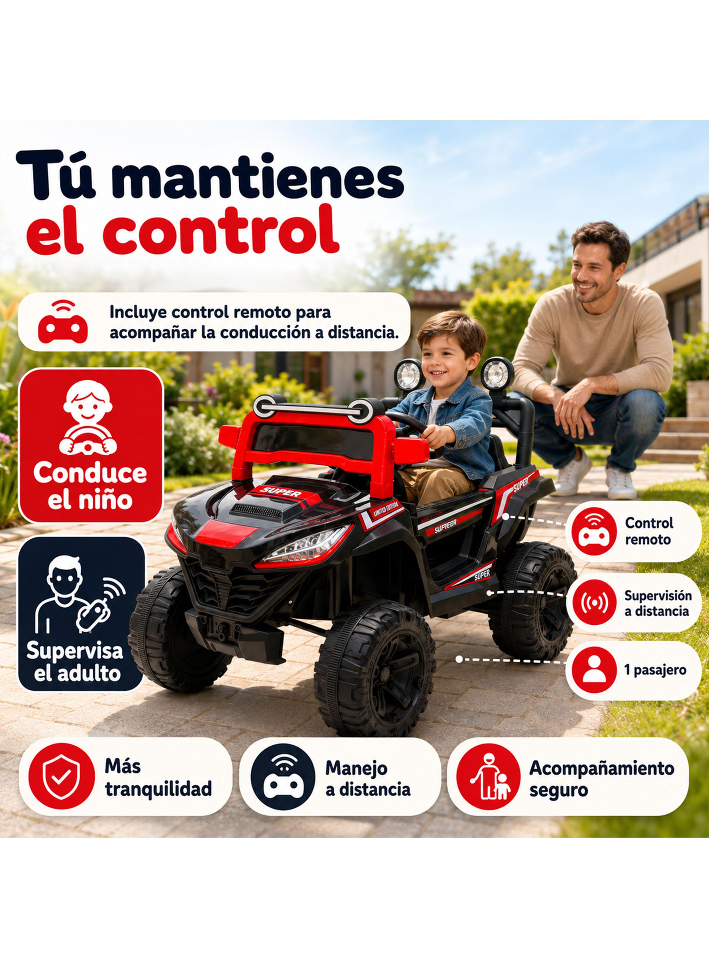 Auto a Batería Buggy Monster 4x4 12V Control Remoto Negro-4