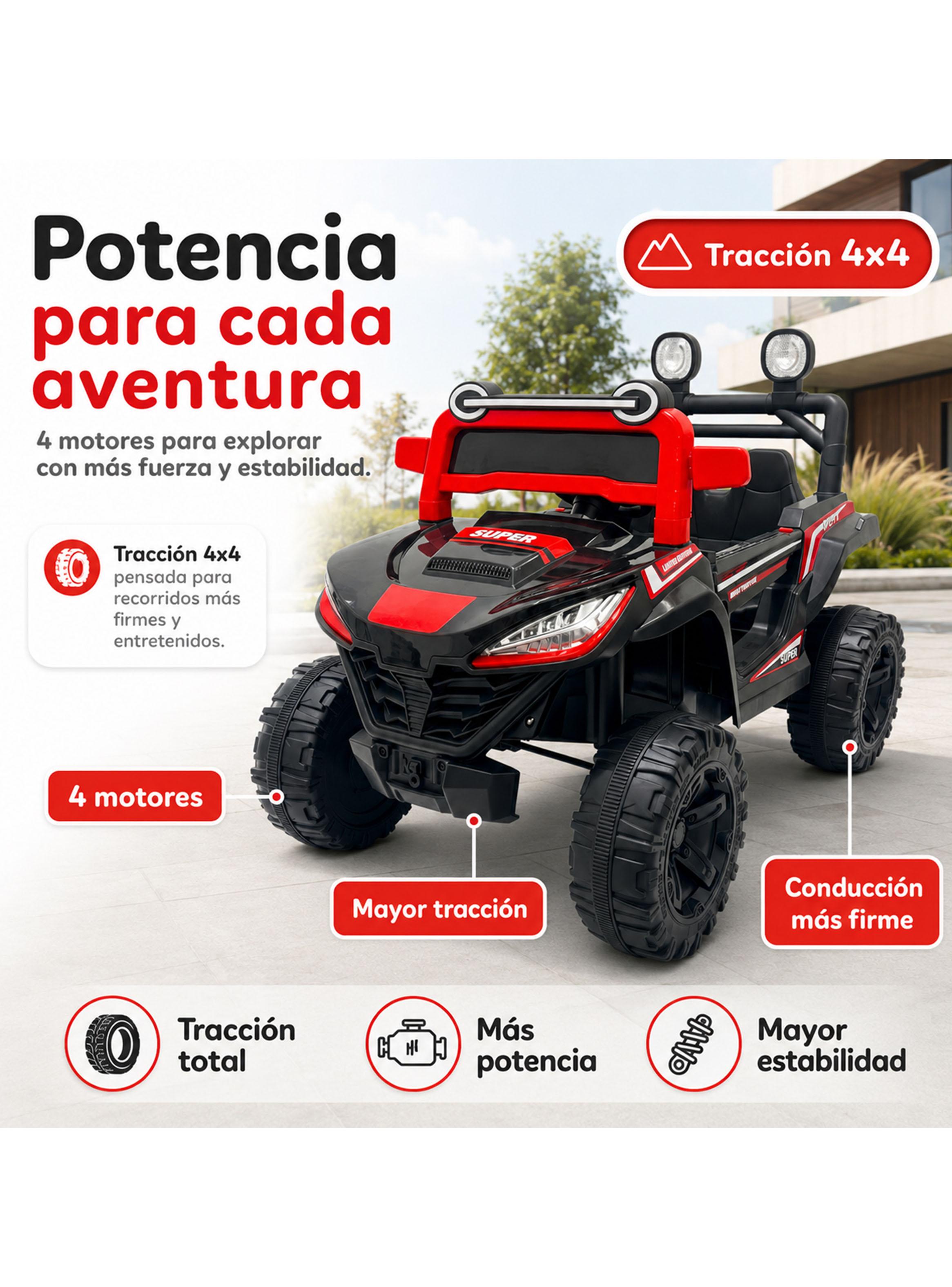 Auto a Batería Buggy Monster 4x4 12V Control Remoto Negro-2