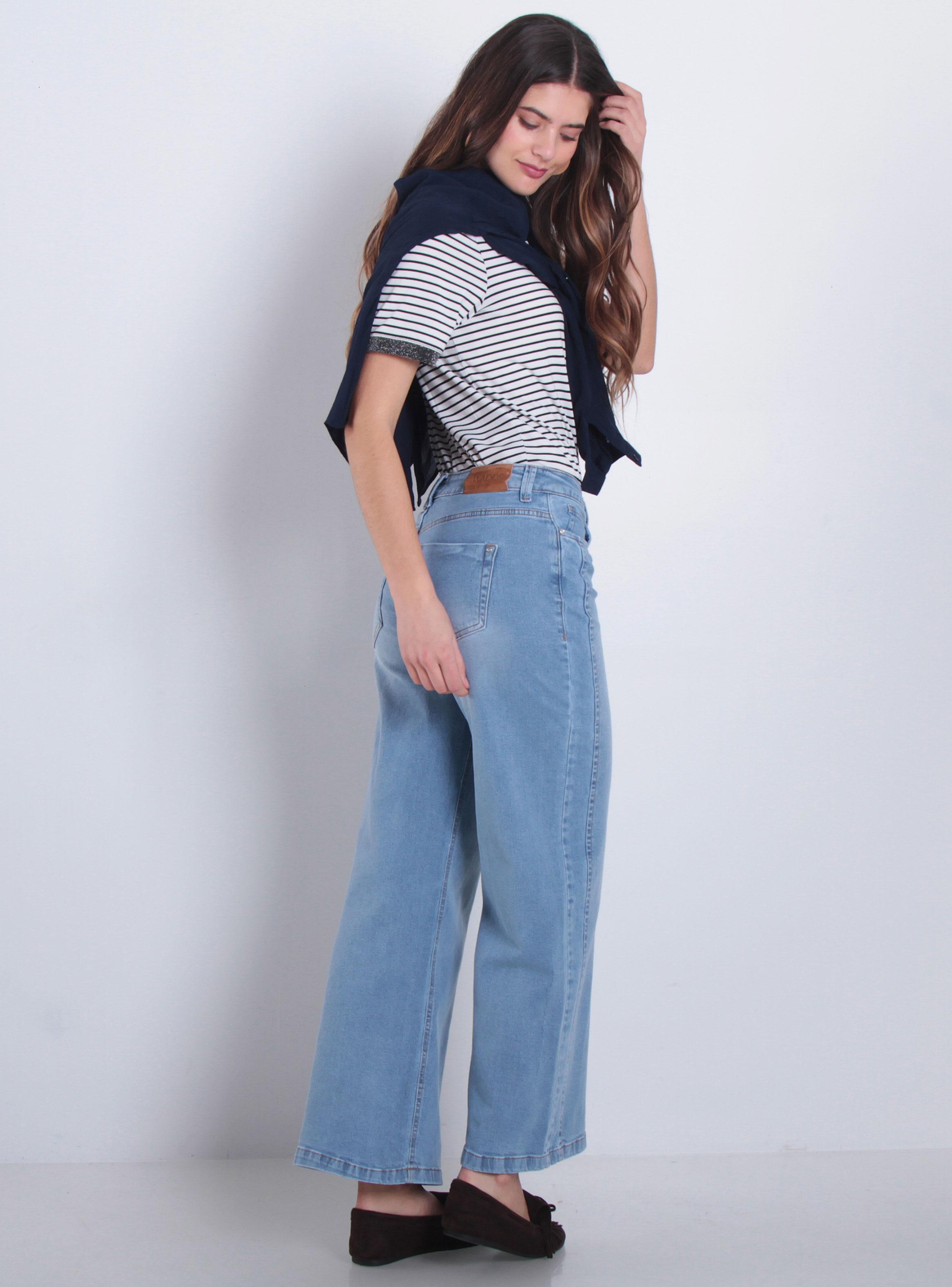 Jeans Wide Tiro Medio Pretina Básica 3580-4