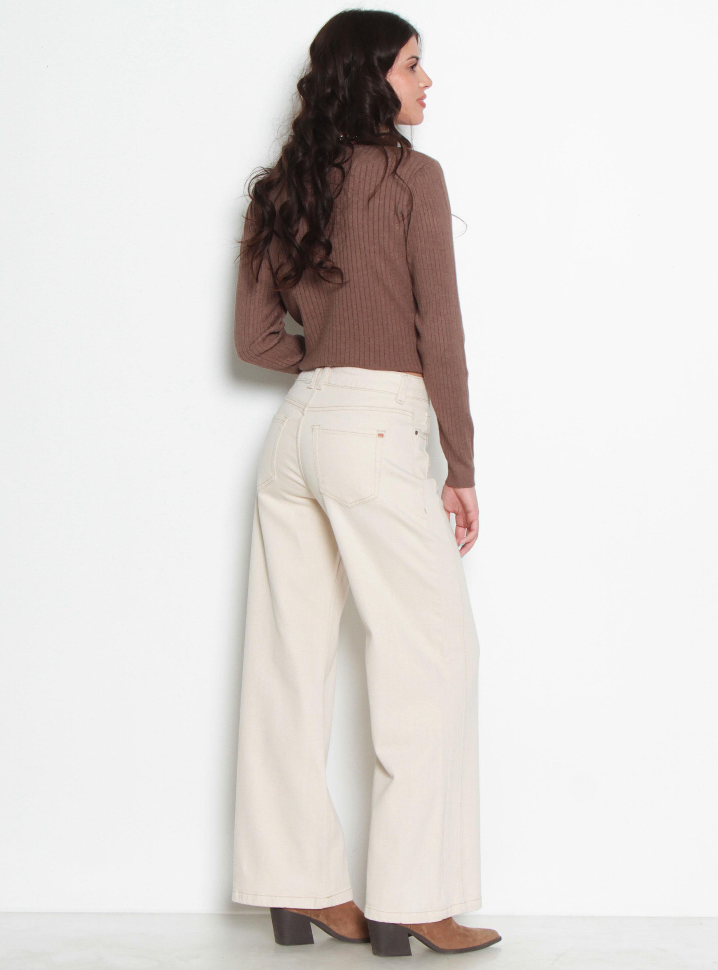 Jeans Wide Leg Medio Botón-4