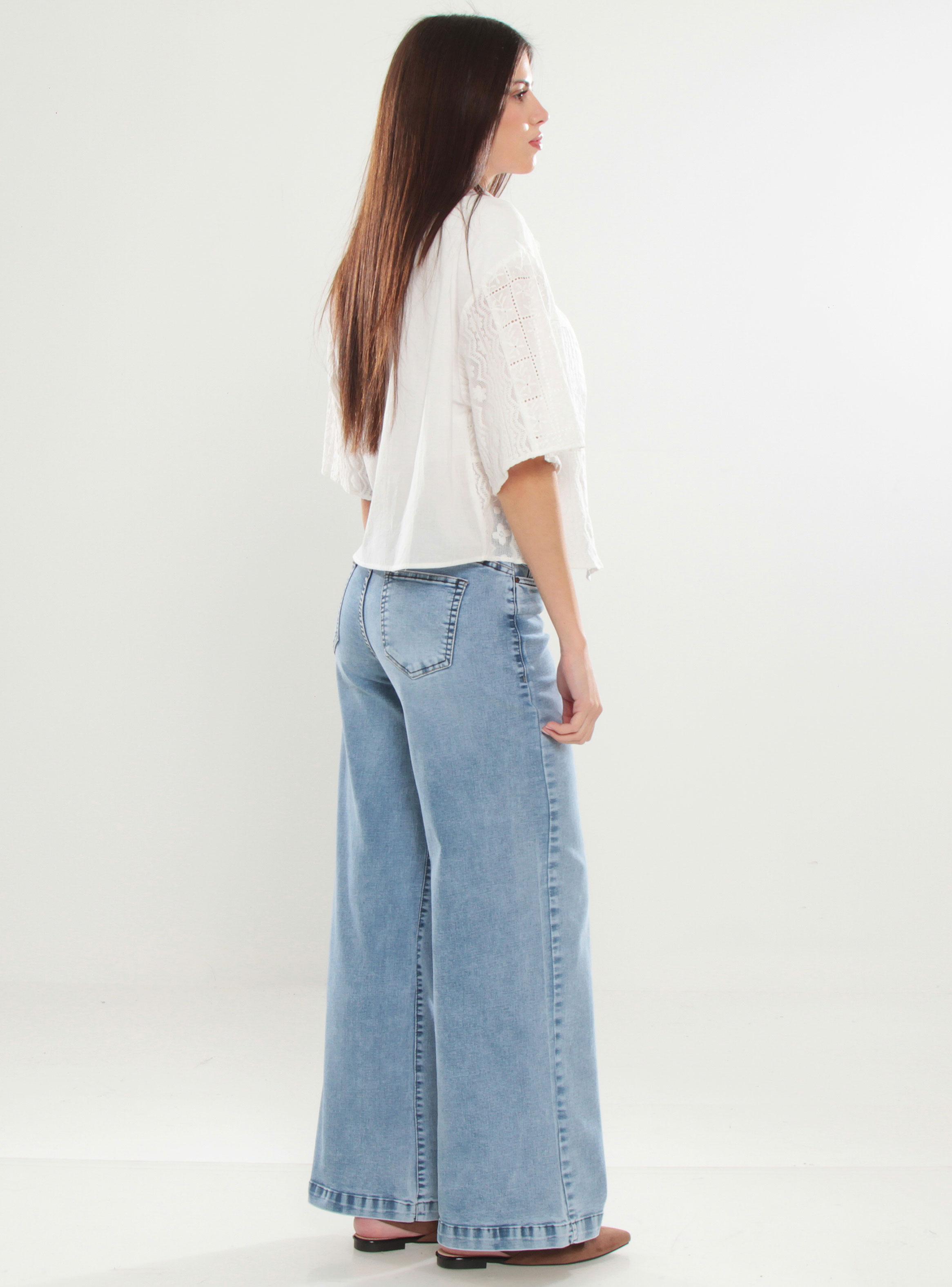 Jeans Tiro Medio Wide Leg Pretina 3019-4