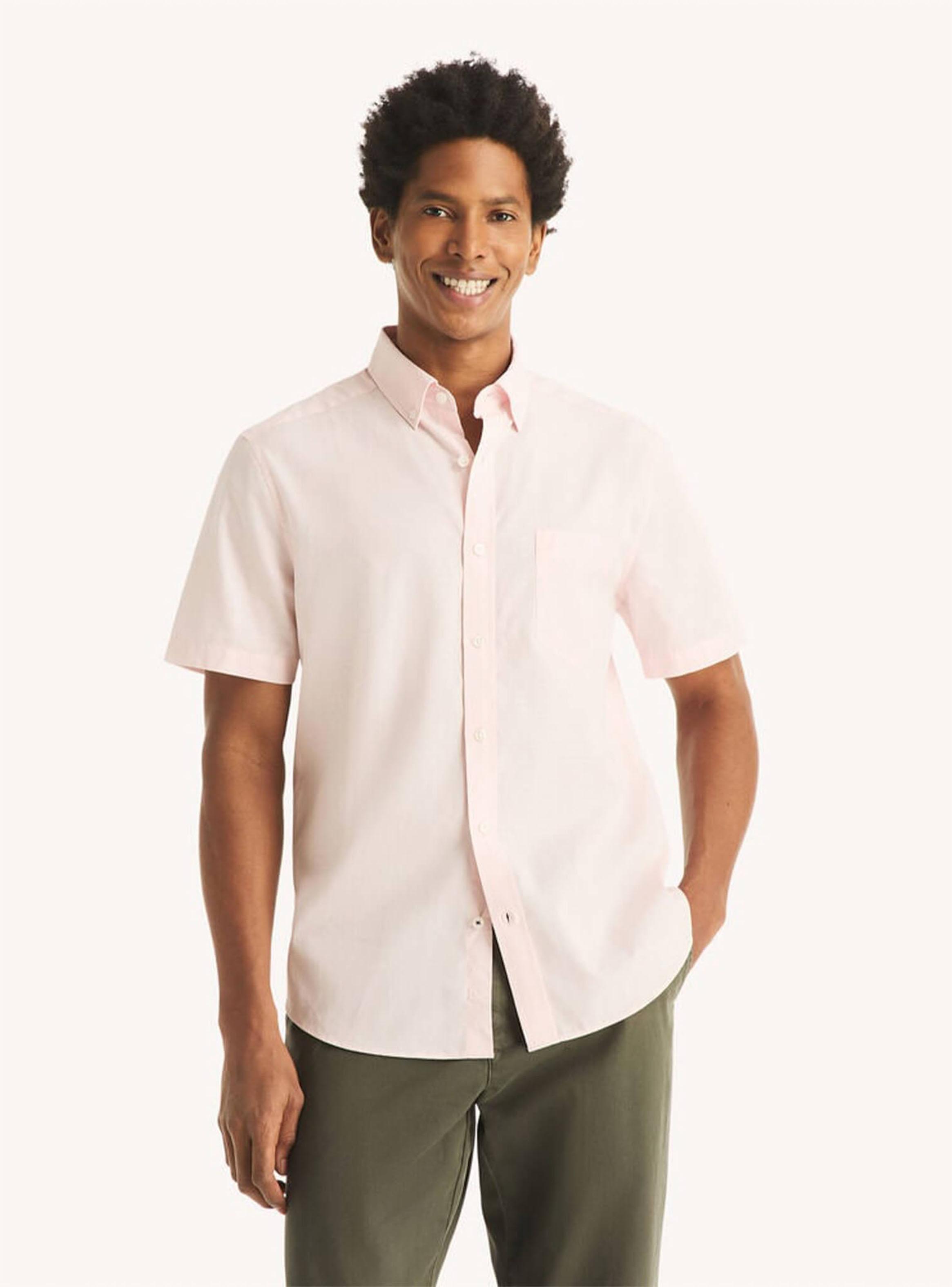 Camisa Manga Corta Algodón Botón y Bolsillo-0