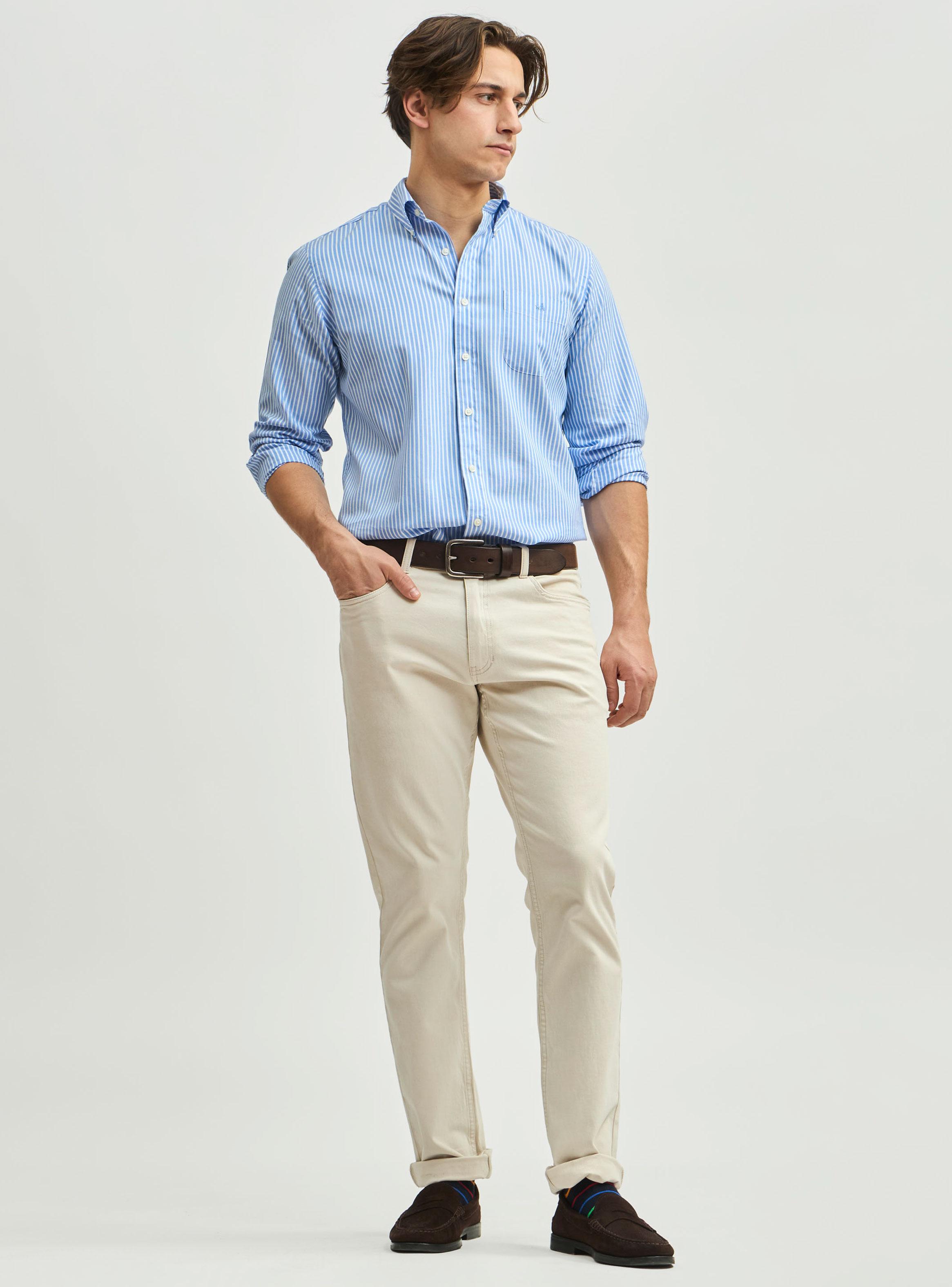 Camisa Sport Button Down Weekend Oxford Negative Stripe-3