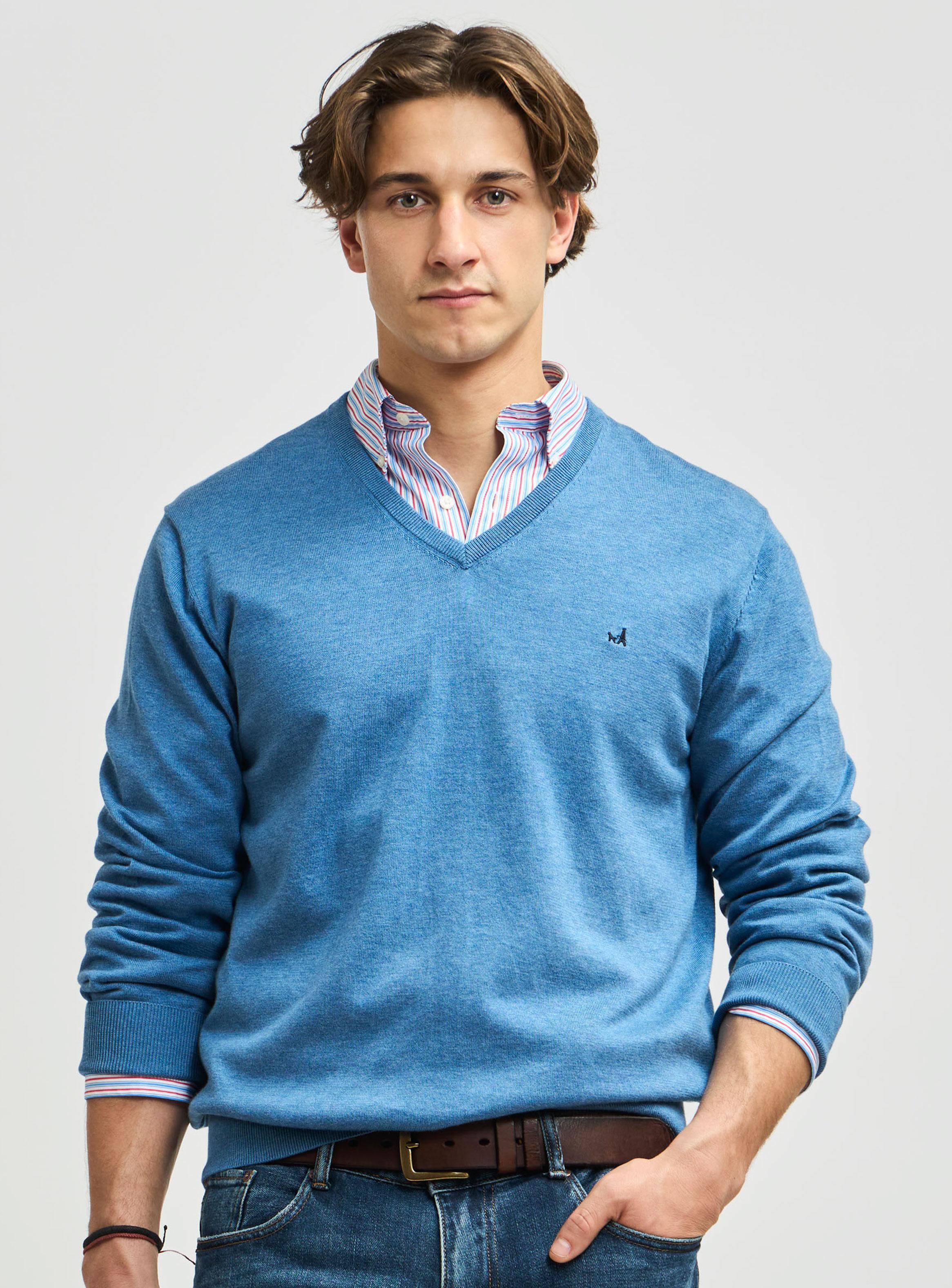 Sweater Clásico Manga Larga Cuello V Pima-0