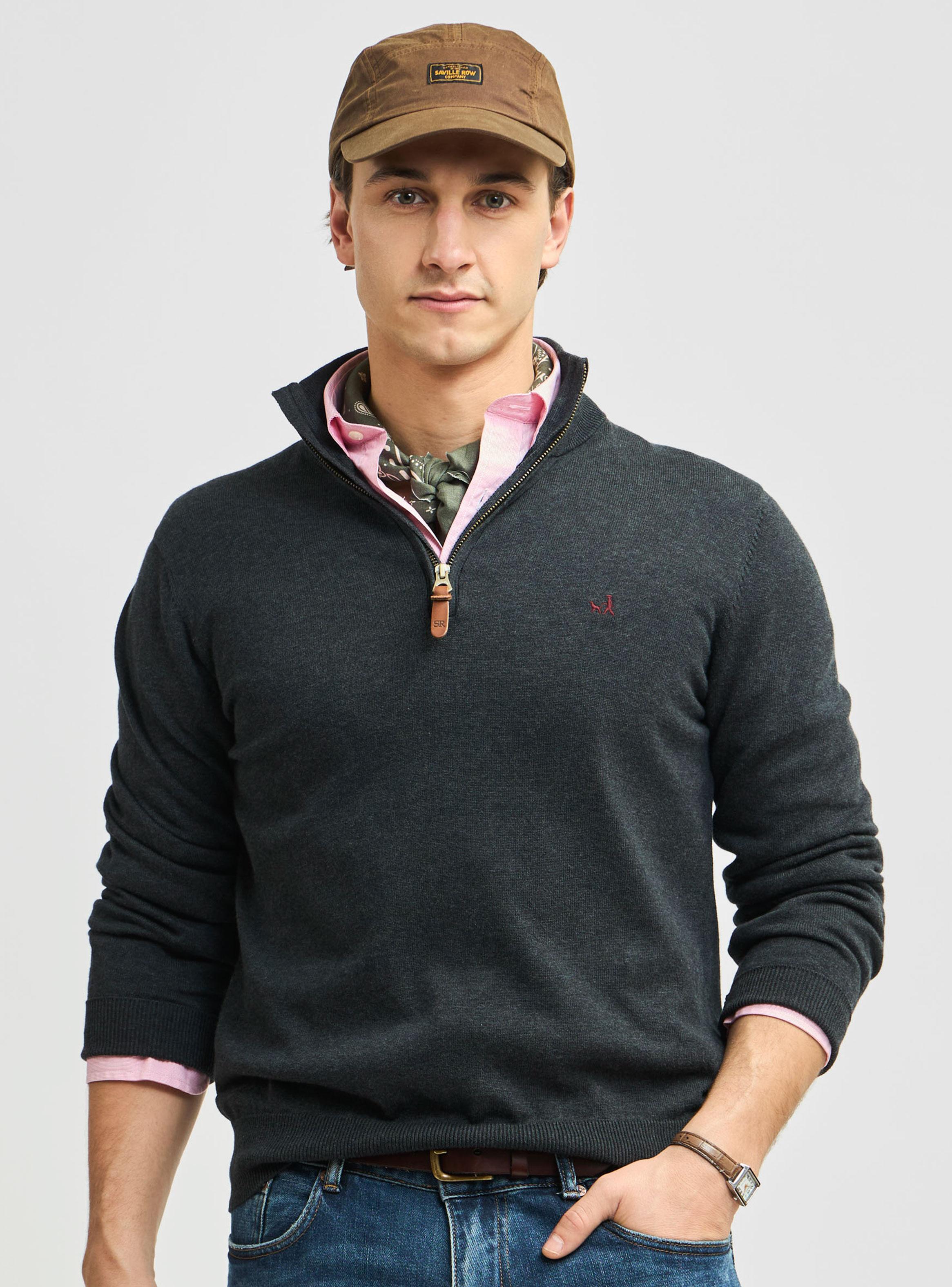 Sweater Clásico Half Zipper Manga Larga Pima-0