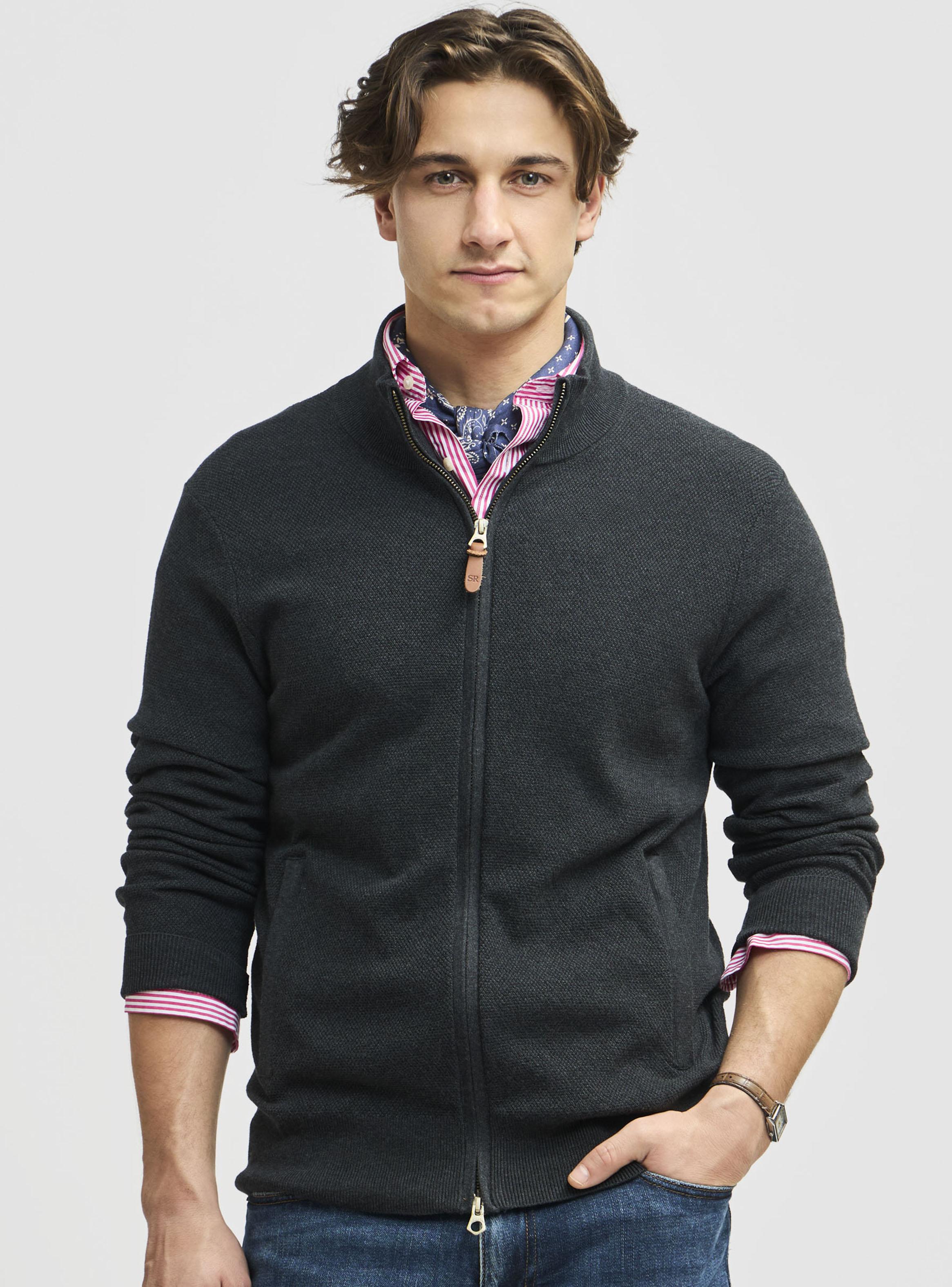 Sweater Clásico Full Zipper Bolsillos Manga Larga Pima-0
