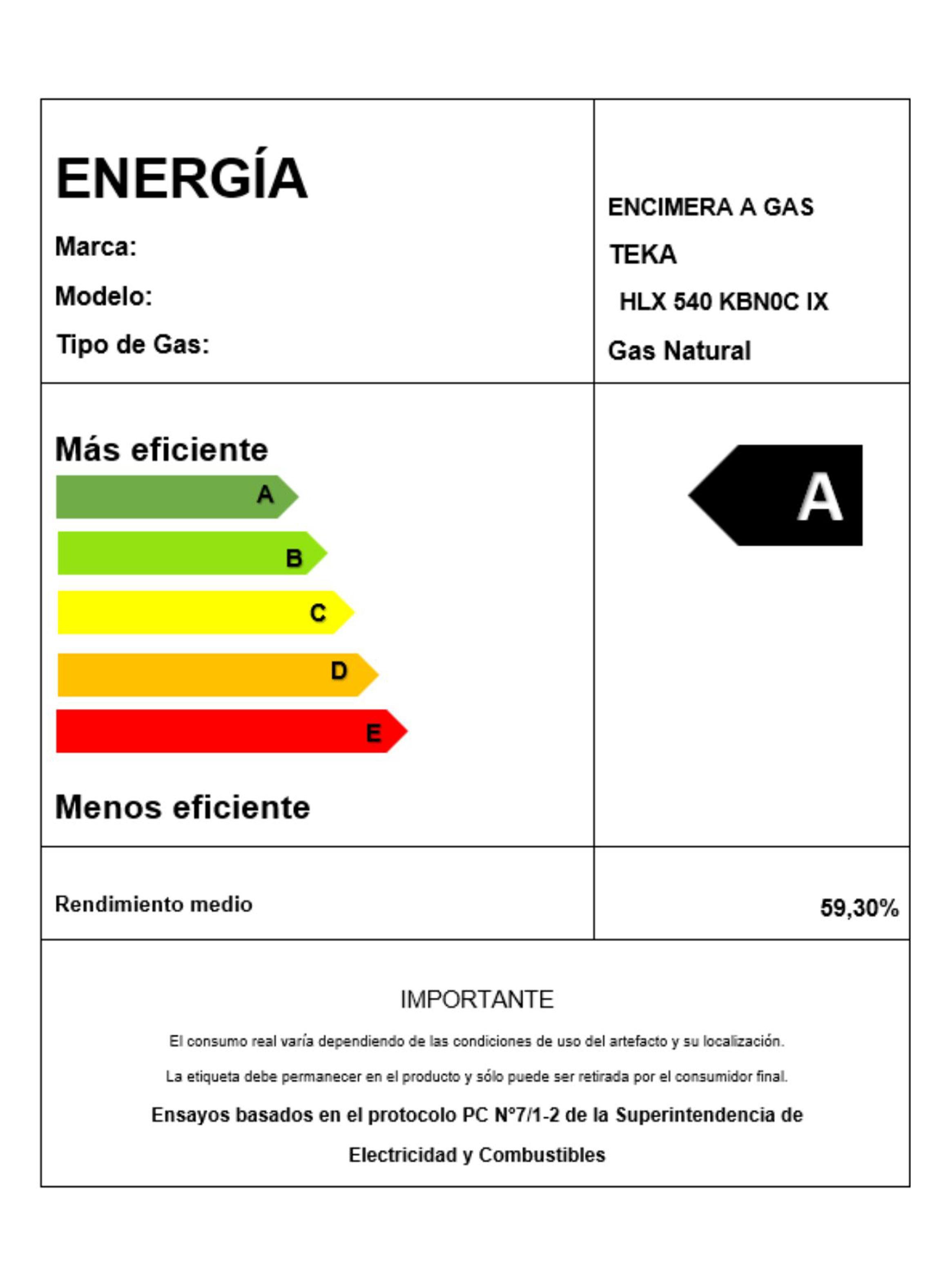 Encimera a Gas Natural 4 Platos HLX540 KBN0C IX-6