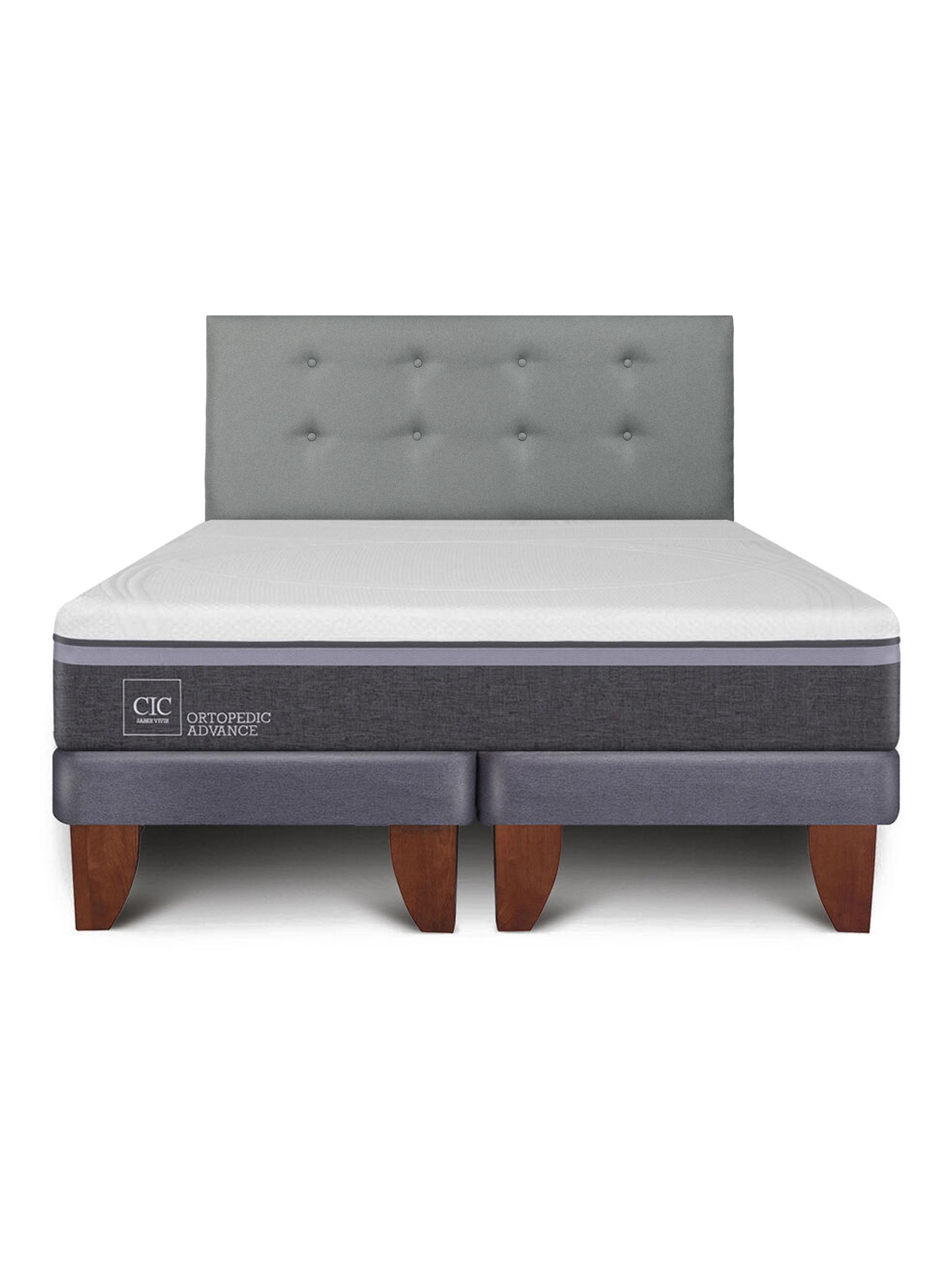 Cama Europea Ortopedic Advance 2 Plazas Bd Respaldo Gris Tapizado-2