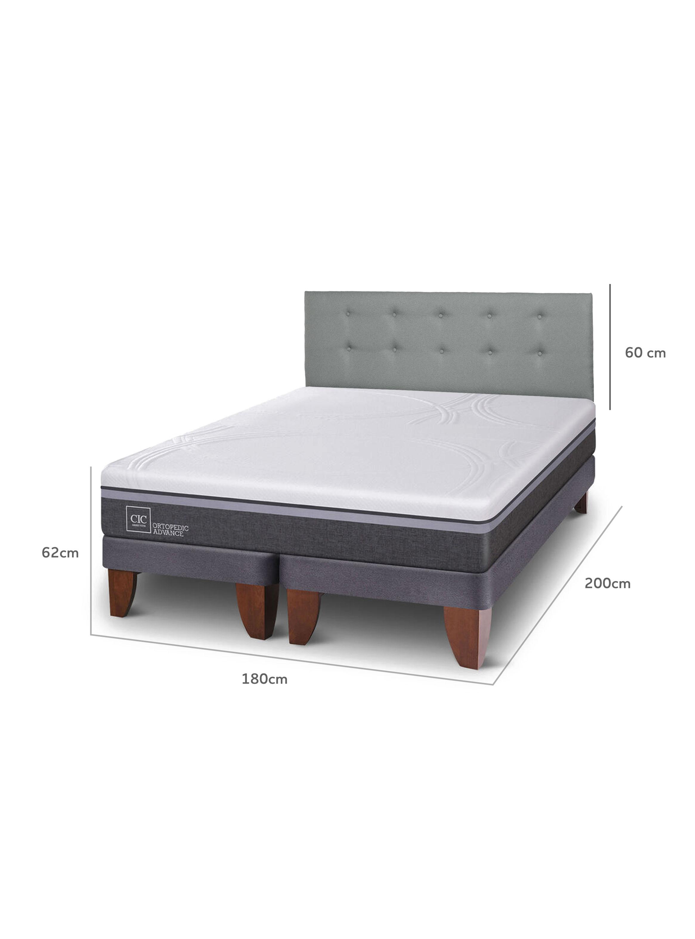 Cama Europea Ortopedic Advance King Respaldo Gris Tapizado-1