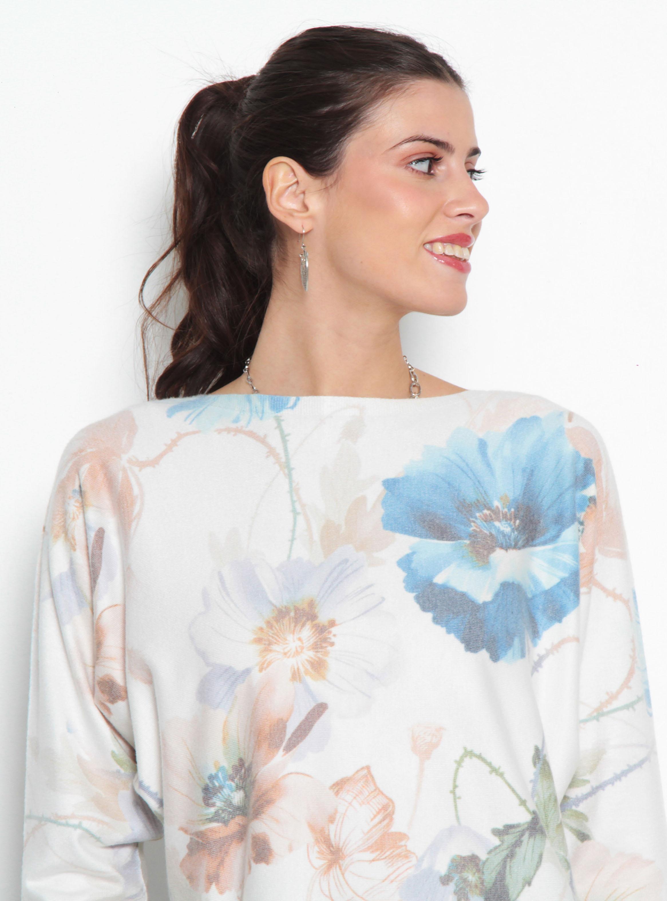 Sweater Sublimado Flores Manga 3/4 Escote Redondo-2