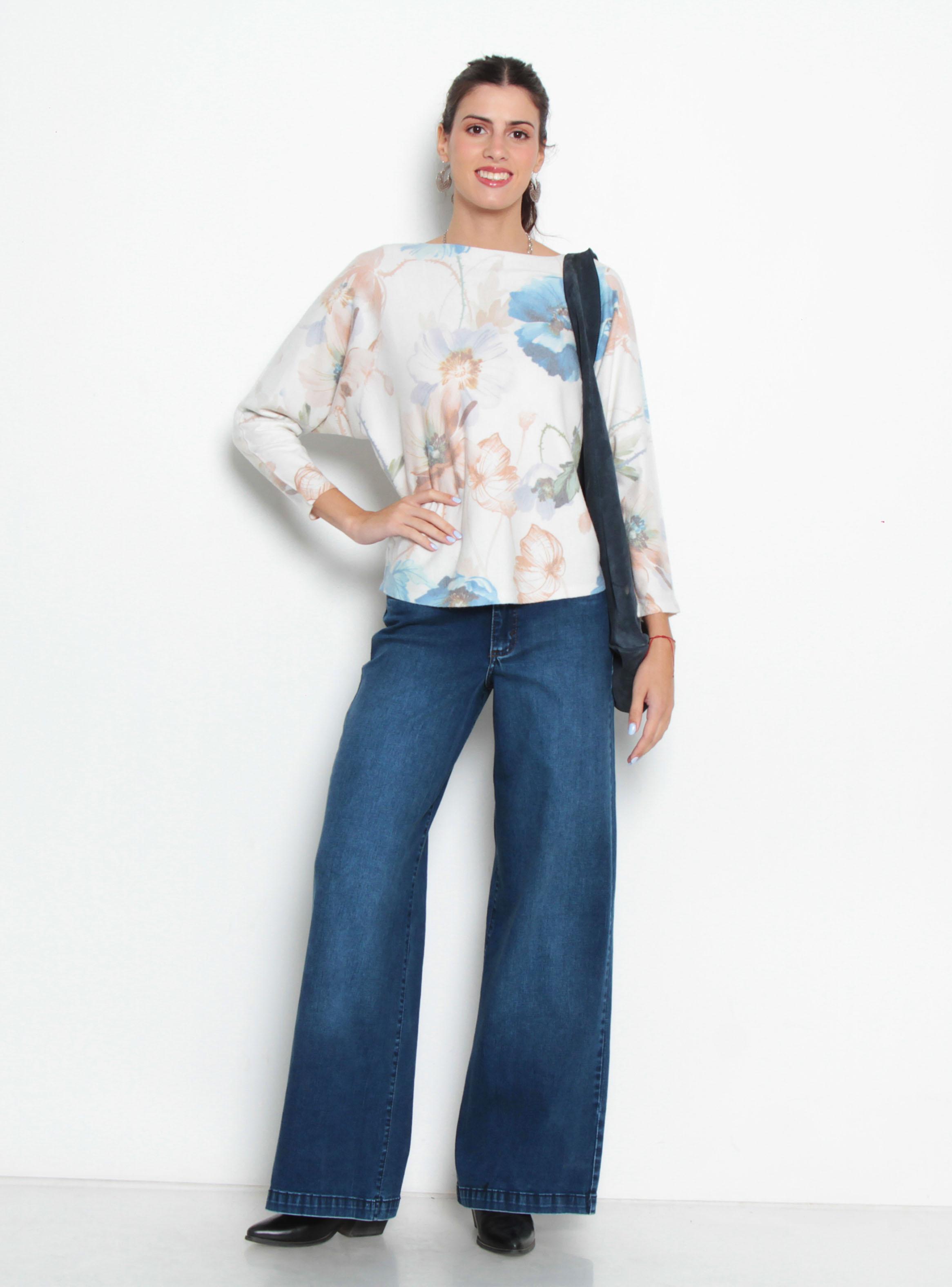 Sweater Sublimado Flores Manga 3/4 Escote Redondo-3